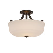 Laguna 15 in. 2 Lights Semi-Flush Mount Light, White Glass
