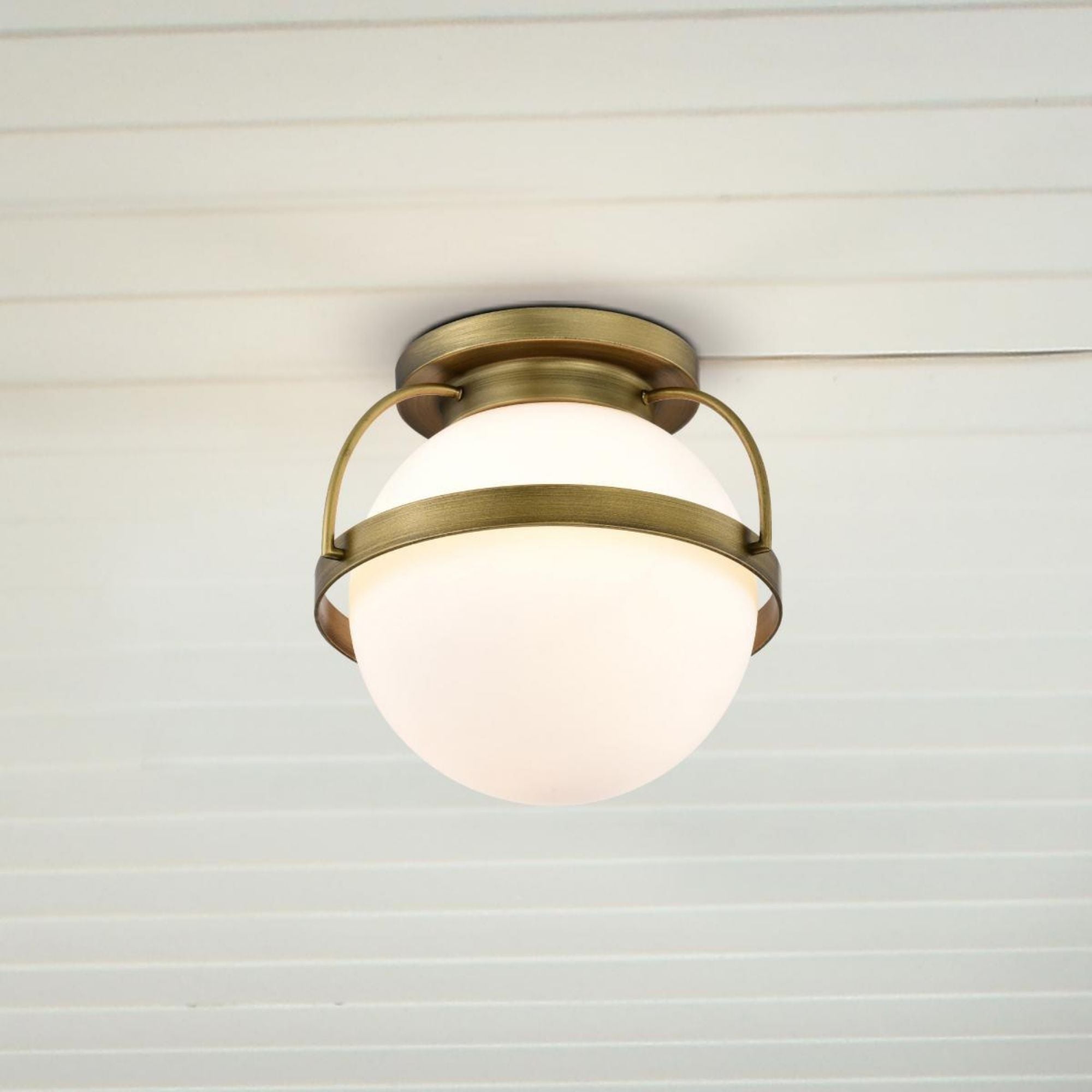 Lakeshore 10" Flush Mount, Natural Brass Finish