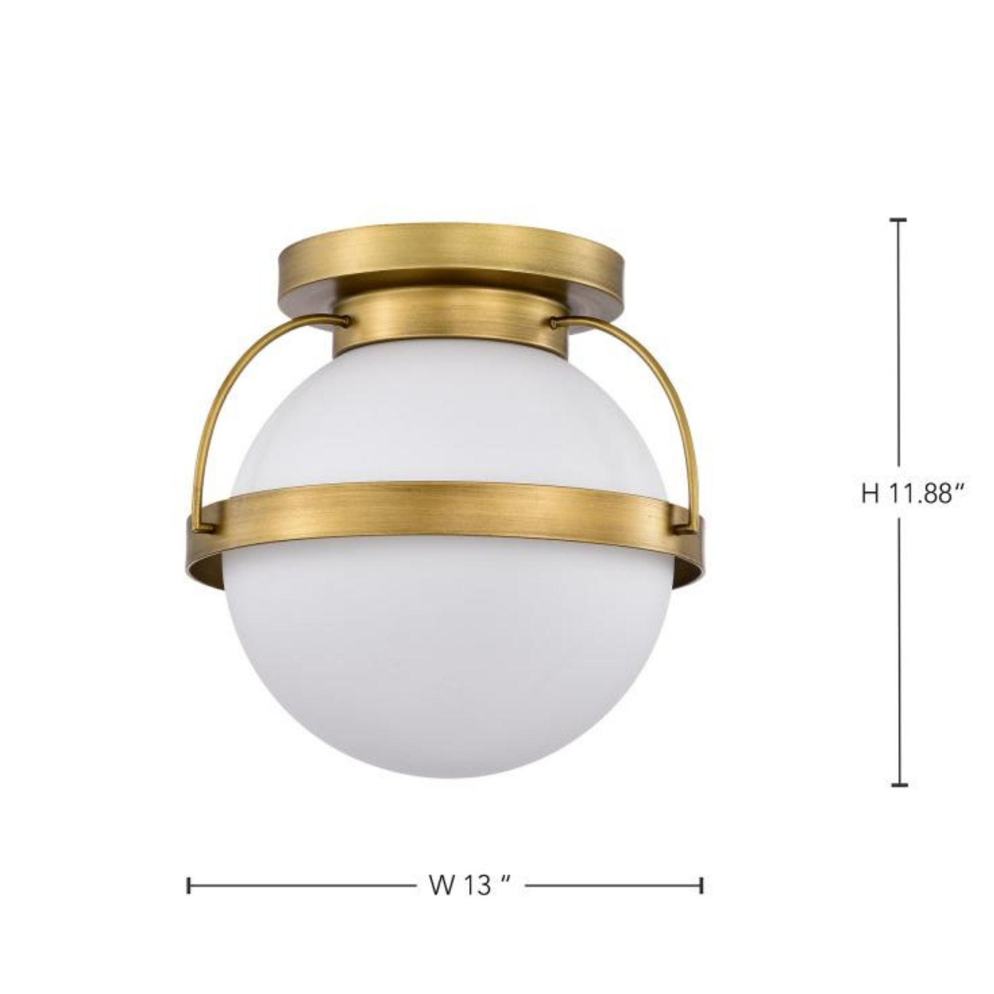 Lakeshore 13" Flush Mount, Natural Brass Finish