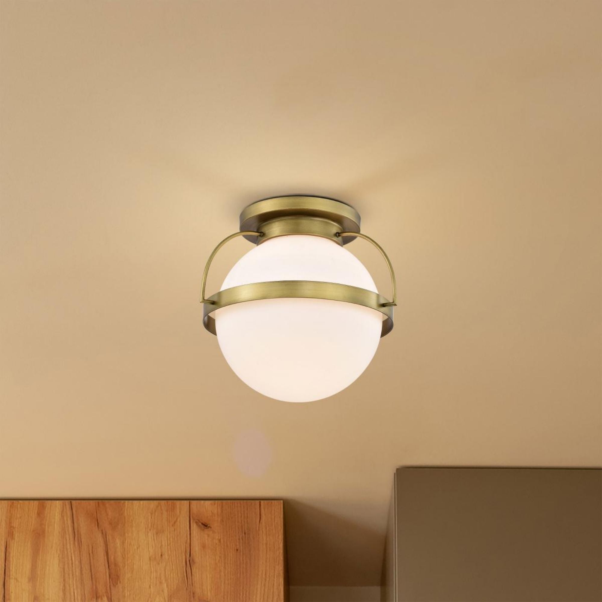 Lakeshore 18" Flush Mount, Natural Brass Finish