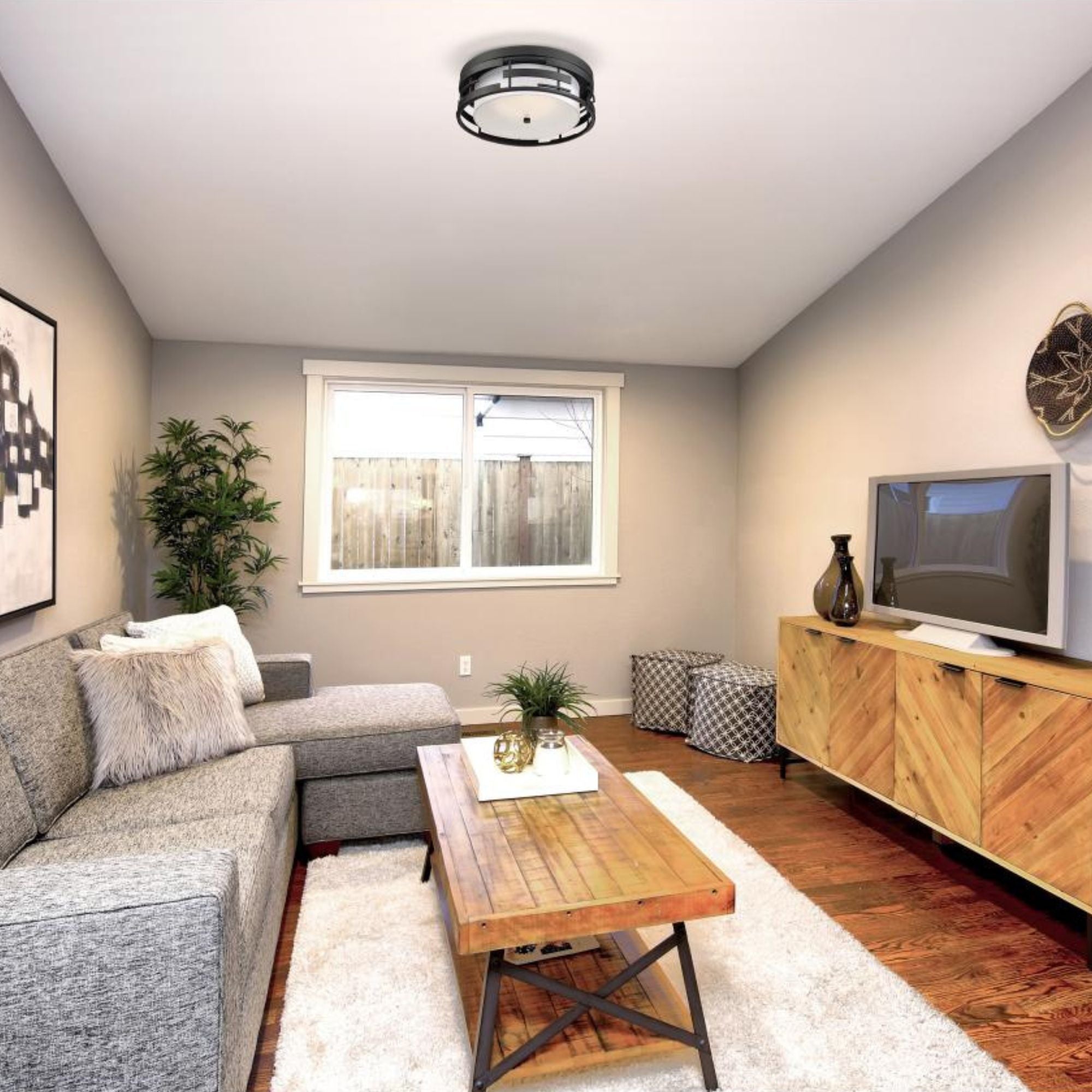 Lansing 16" 3-Light Flush Mount, Midnight Bronze Finish