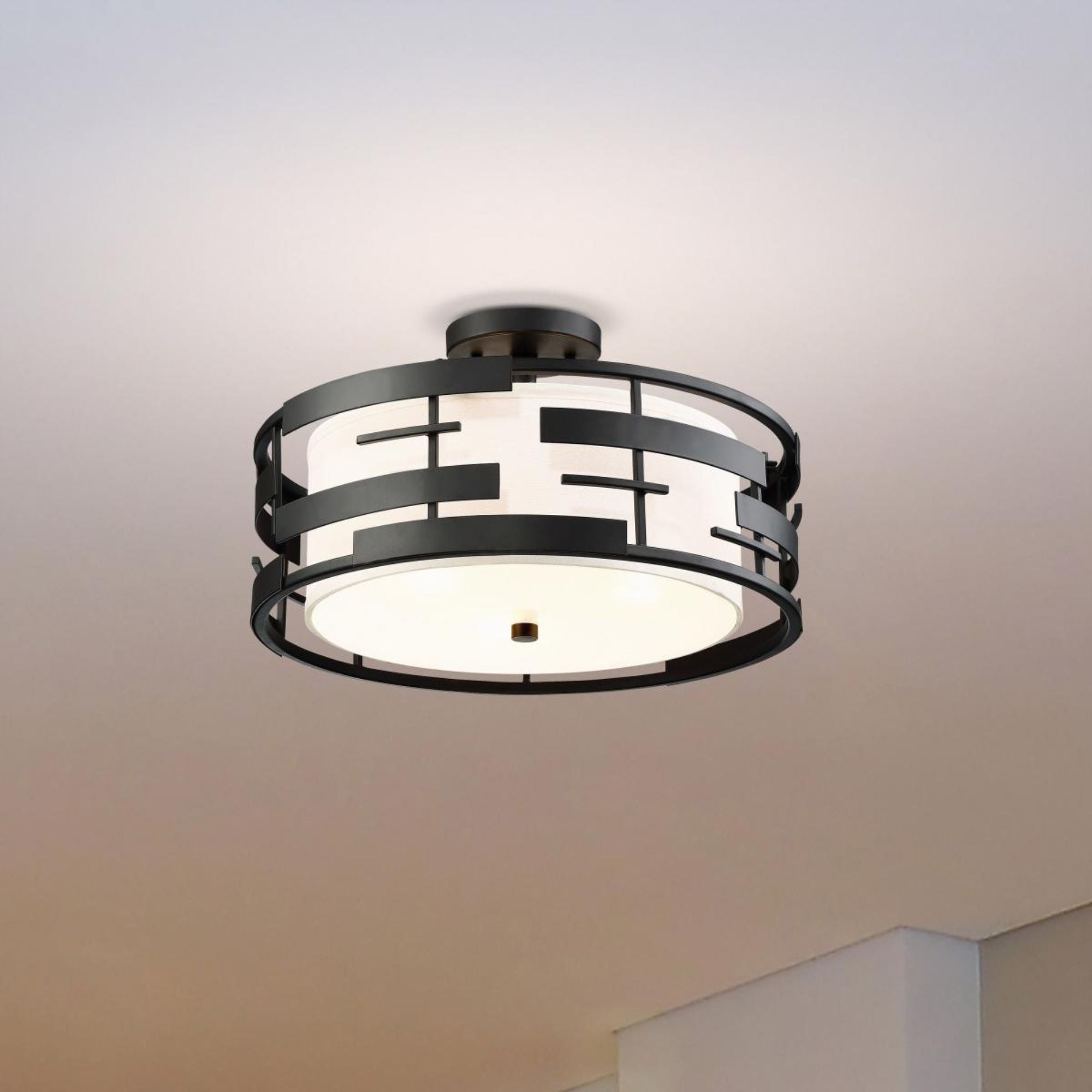 Lansing 16" 3-Light Semi Flush Mount, Midnight Bronze Finish