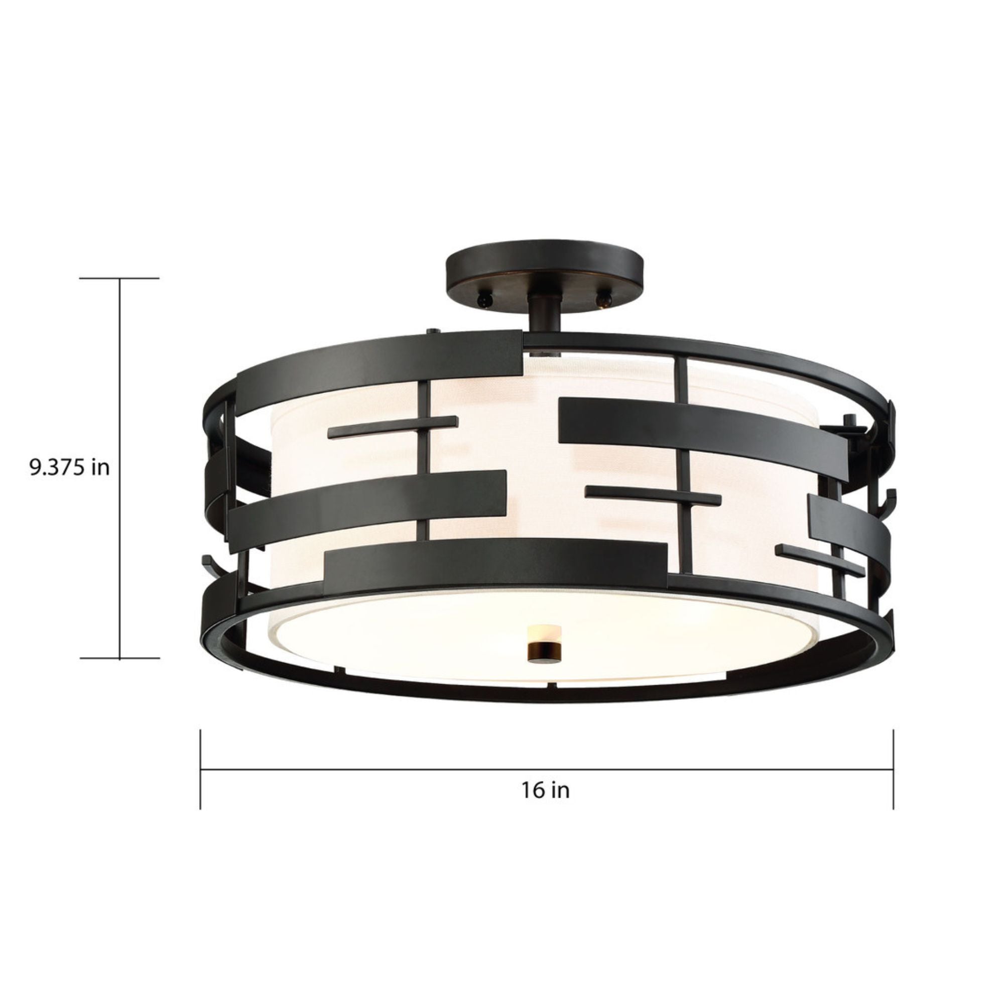 Lansing 16" 3-Light Semi Flush Mount, Midnight Bronze Finish