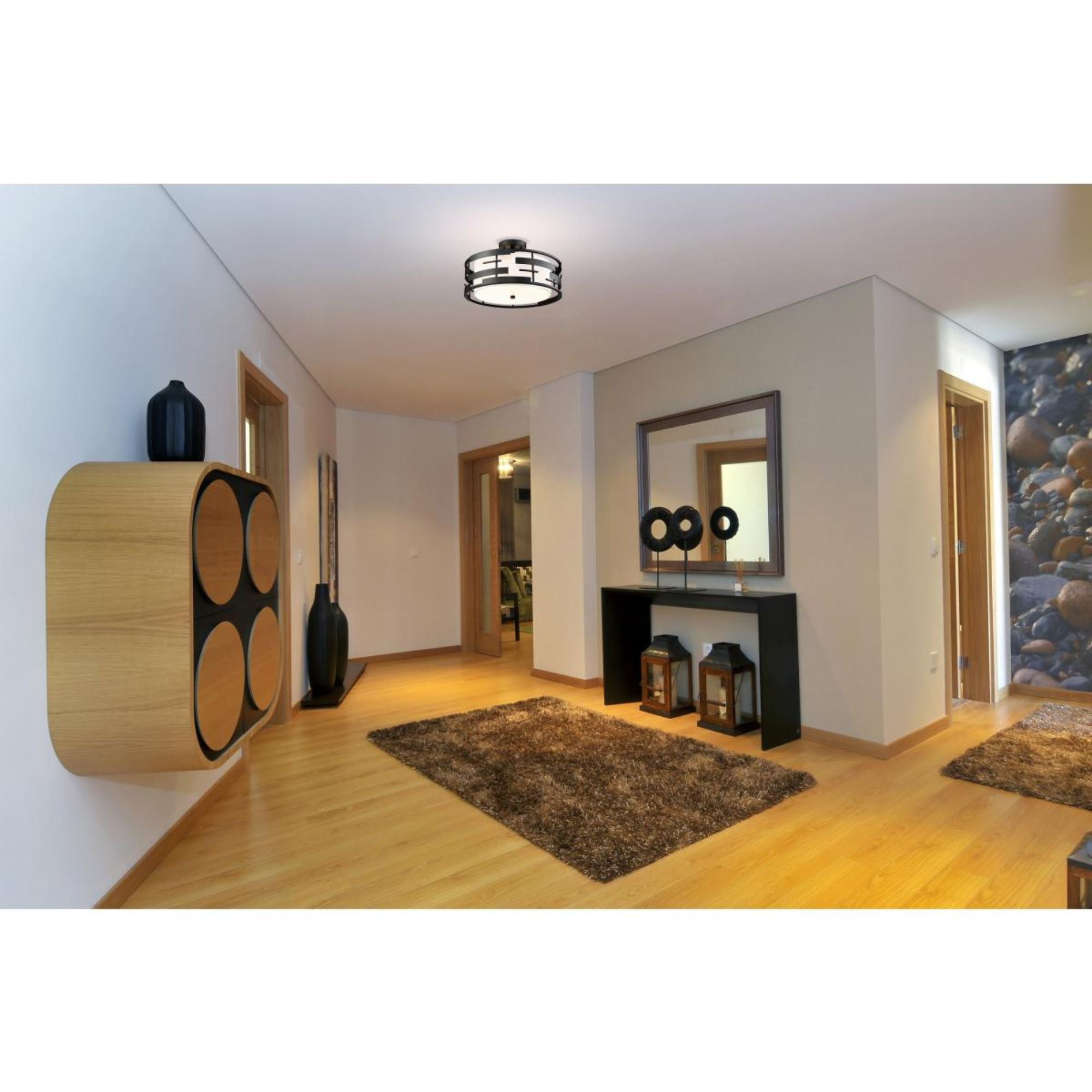 Lansing 16" 3-Light Semi Flush Mount, Midnight Bronze Finish
