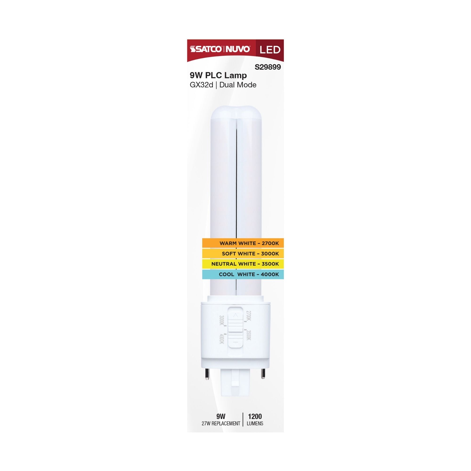 Satco|Nuvo PLC LED Bulb 9W 1200 Lumens Selectable CCT GX32d Base Type A/B