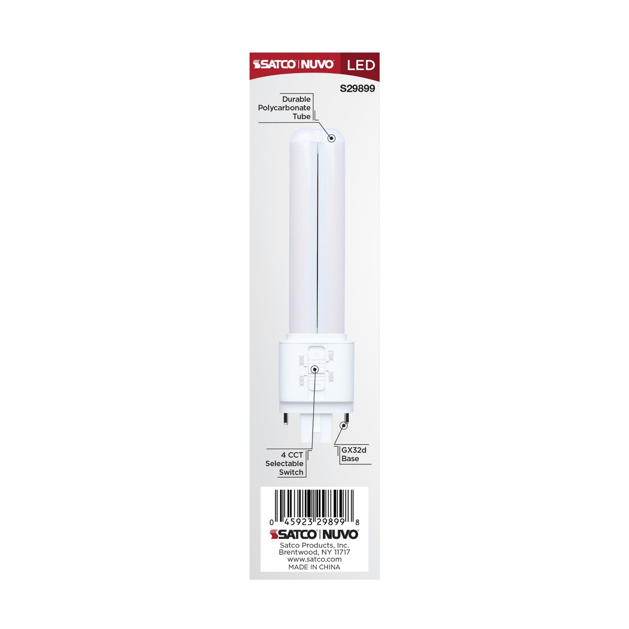 Satco|Nuvo PLC LED Bulb 9W 1200 Lumens Selectable CCT GX32d Base Type A/B