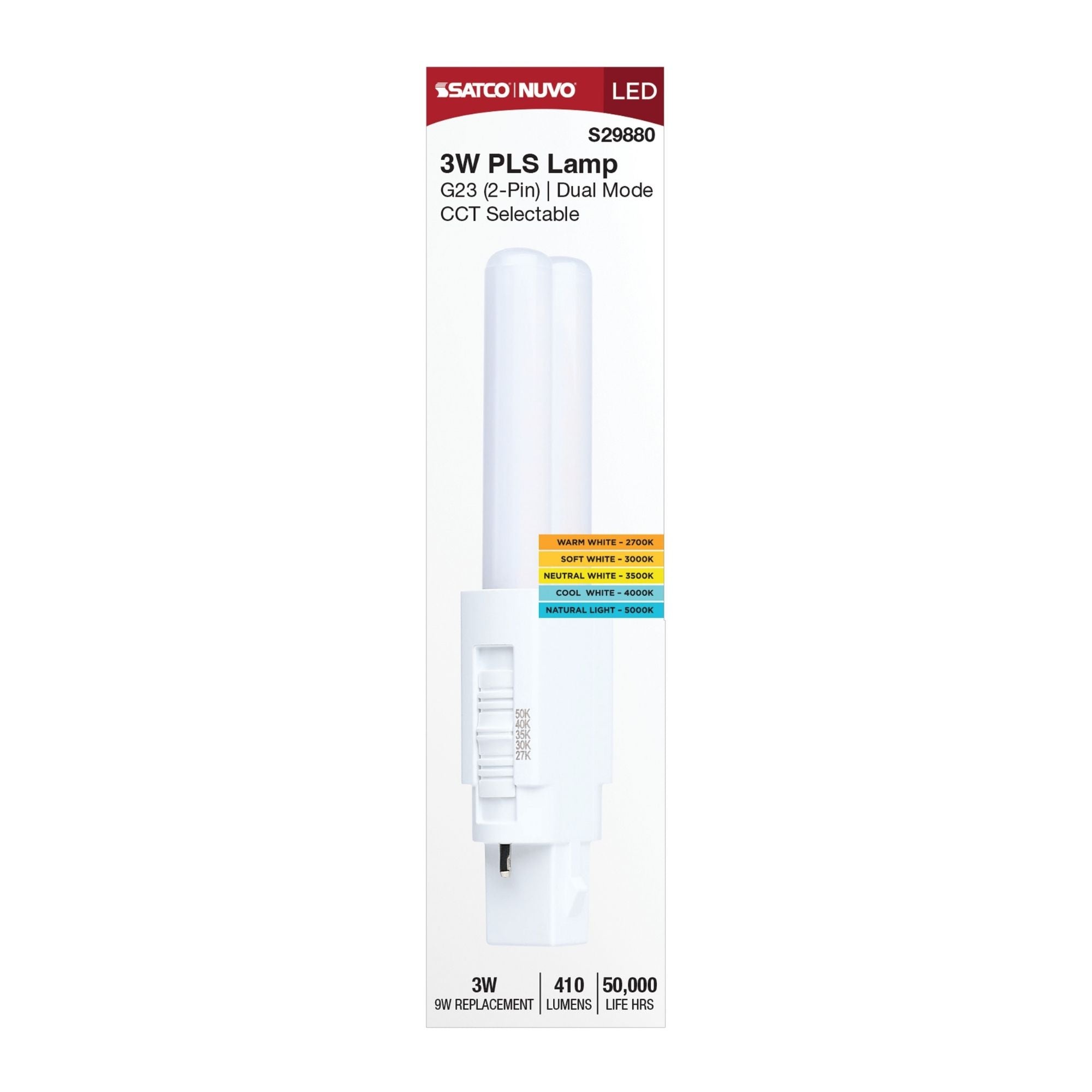Satco|Nuvo PLS LED Bulb 3W 410 Lumens 5CCT 2-Pin G23 Base Type A/B