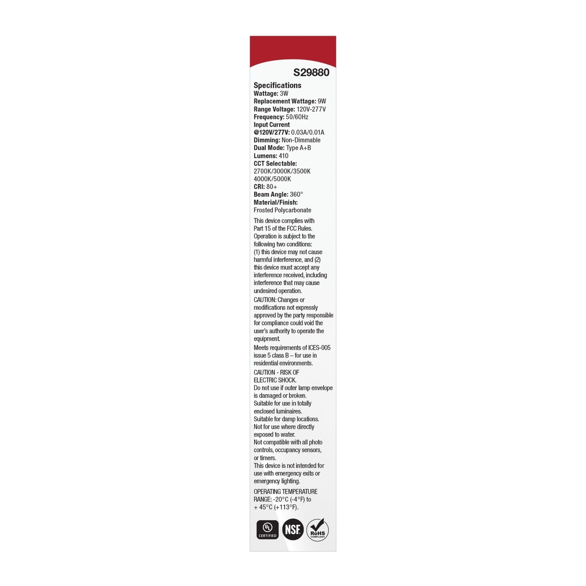 Satco|Nuvo PLS LED Bulb 3W 410 Lumens 5CCT 2-Pin G23 Base Type A/B