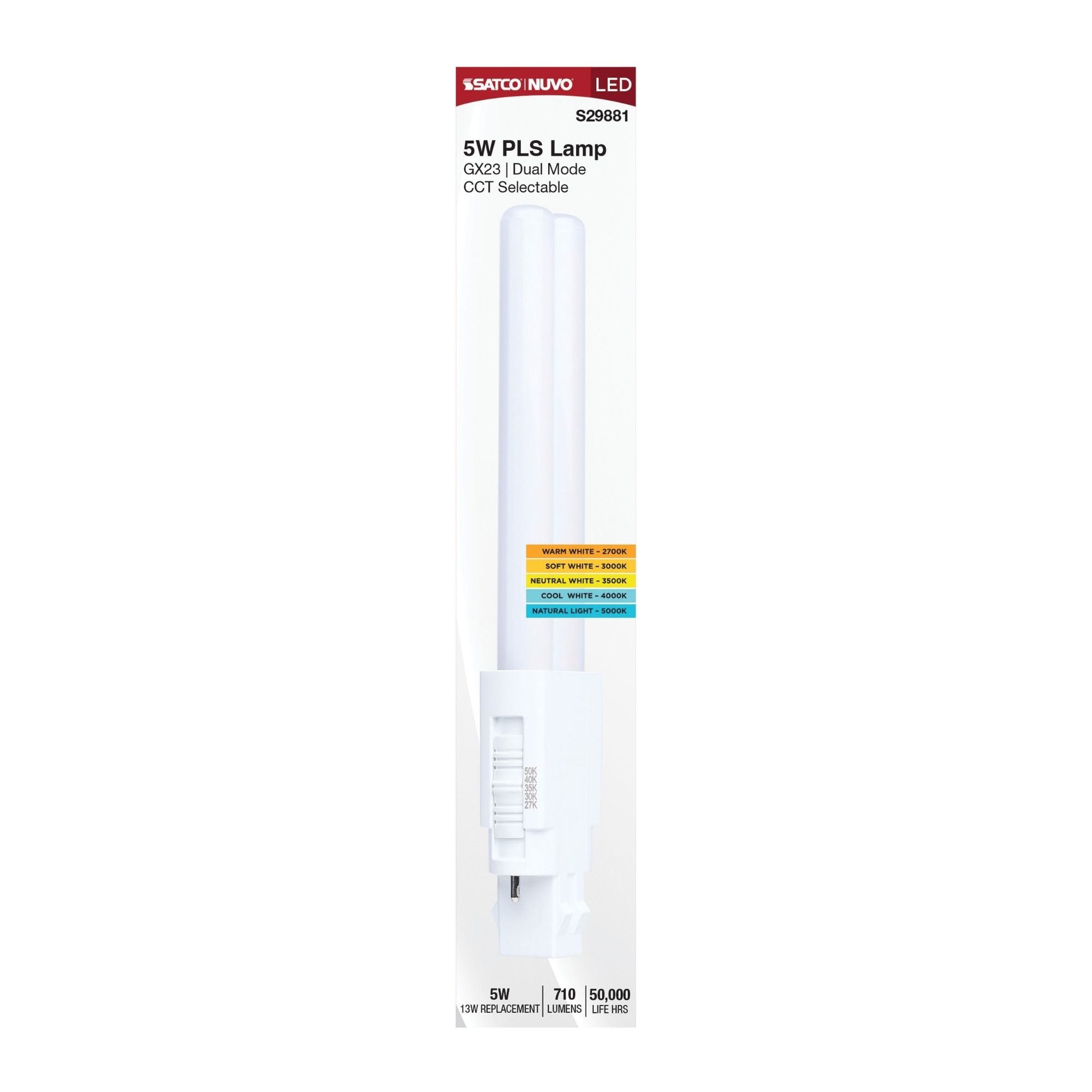Satco|Nuvo PLS LED Bulb 5W 710 Lumens 5CCT 2-Pin GX23 Type A/B