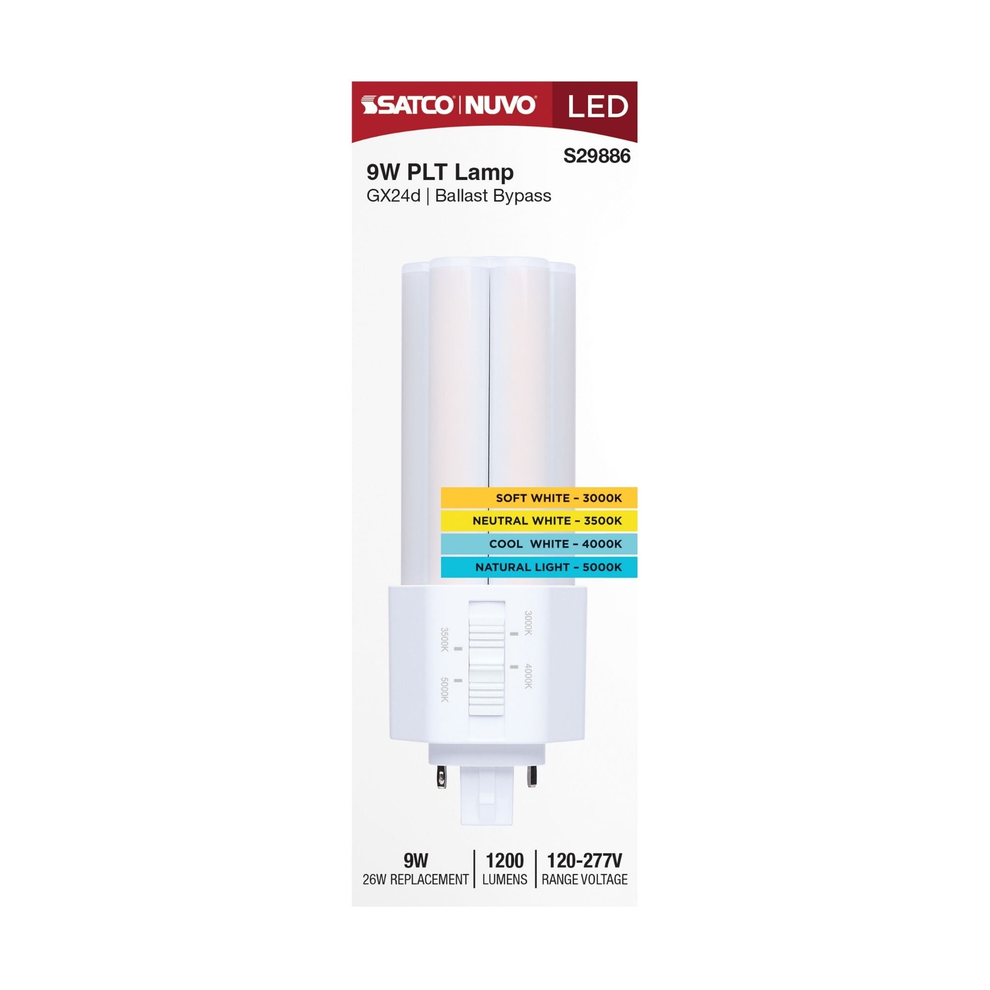 Satco|Nuvo PLT LED Bulb 9W 1200Lm 2-Pin/4-Pin GX24d Base Selectable CCT Type B