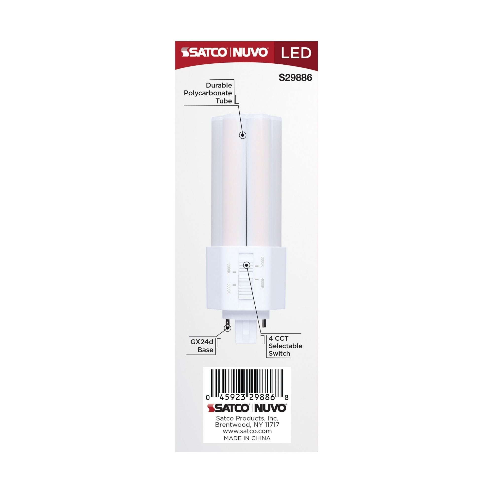 Satco|Nuvo PLT LED Bulb 9W 1200Lm 2-Pin/4-Pin GX24d Base Selectable CCT Type B