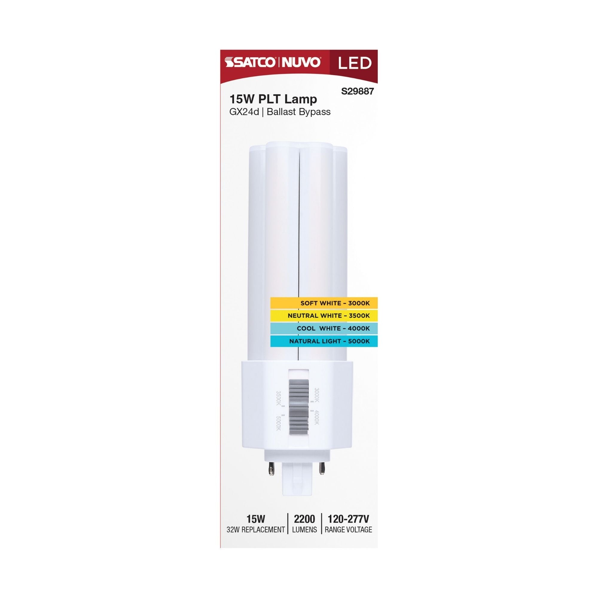 Satco|Nuvo PLT LED Bulb 15W 2200Lm 2-Pin/4-Pin GX24d Base Selectable CCT Type B