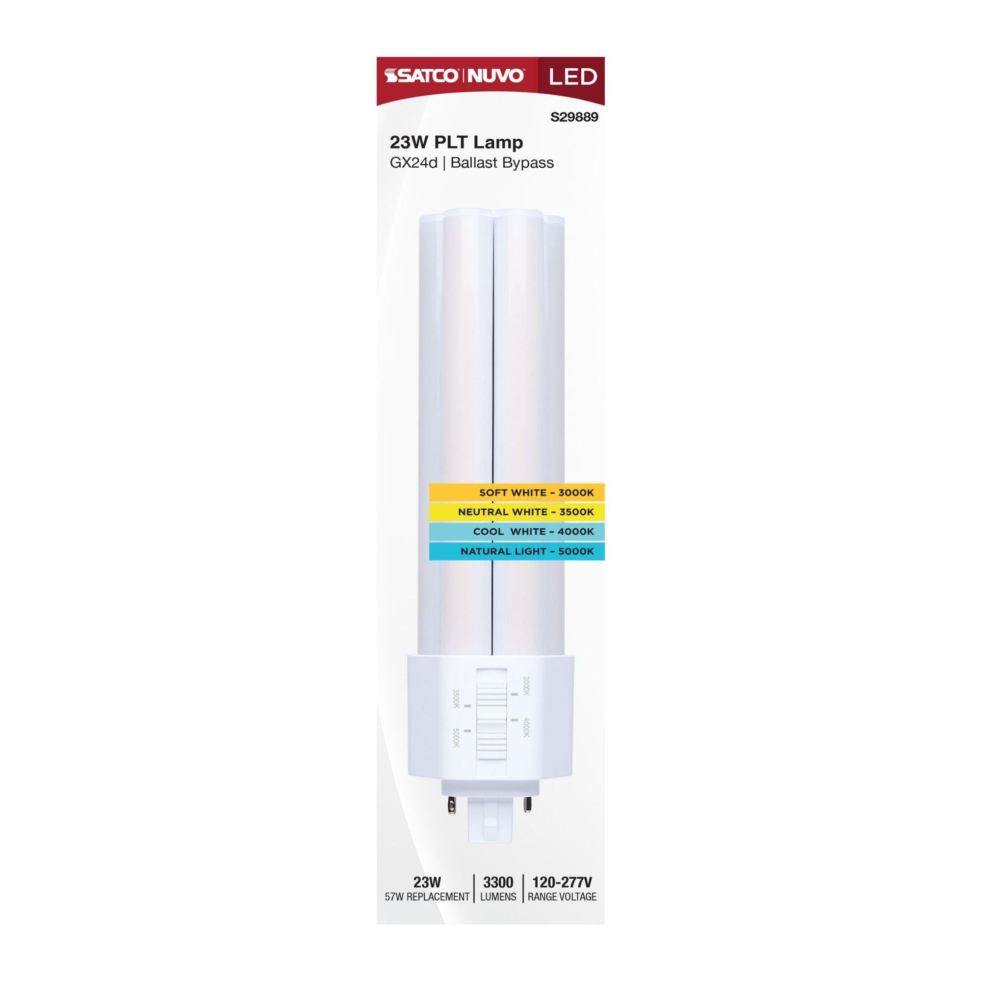 Satco|Nuvo PLT LED Bulb 23W 3300Lm 2-Pin/4-Pin GX24d Base Selectable CCT Type B