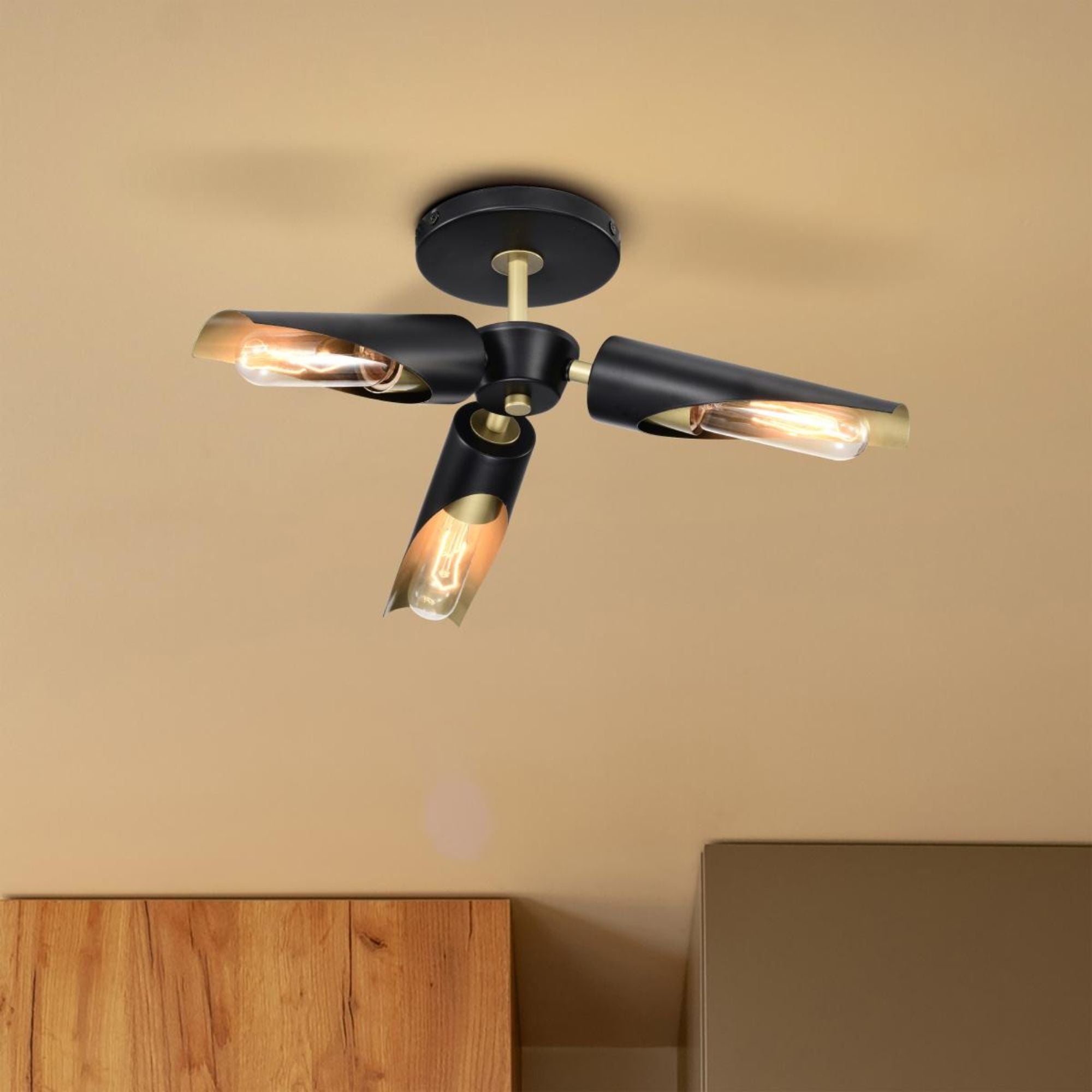 Marc 16" 2 lights Semi-flush Mount, Matte Black Finish