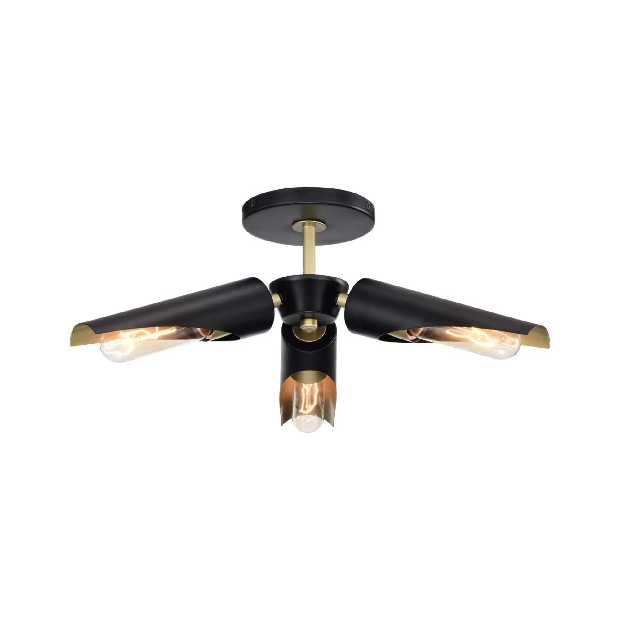 Marc 16" 2 lights Semi-flush Mount, Matte Black Finish