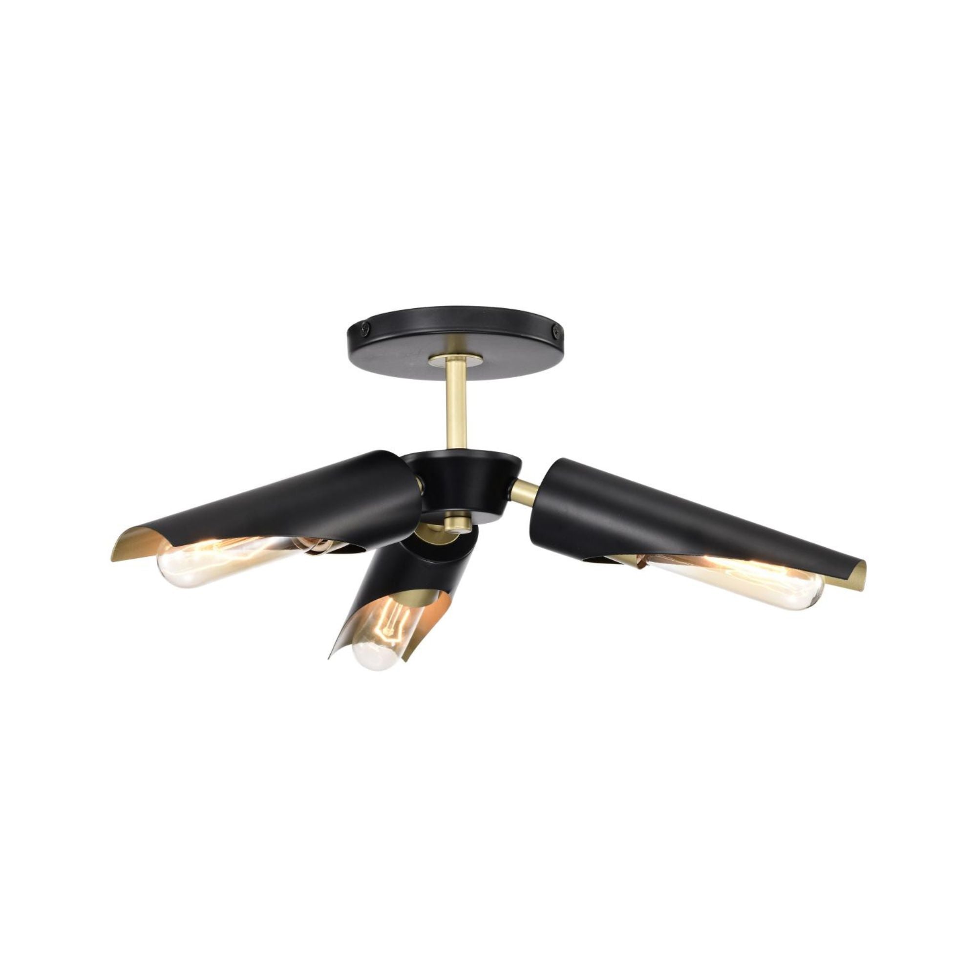 Marc 16" 2 lights Semi-flush Mount, Matte Black Finish
