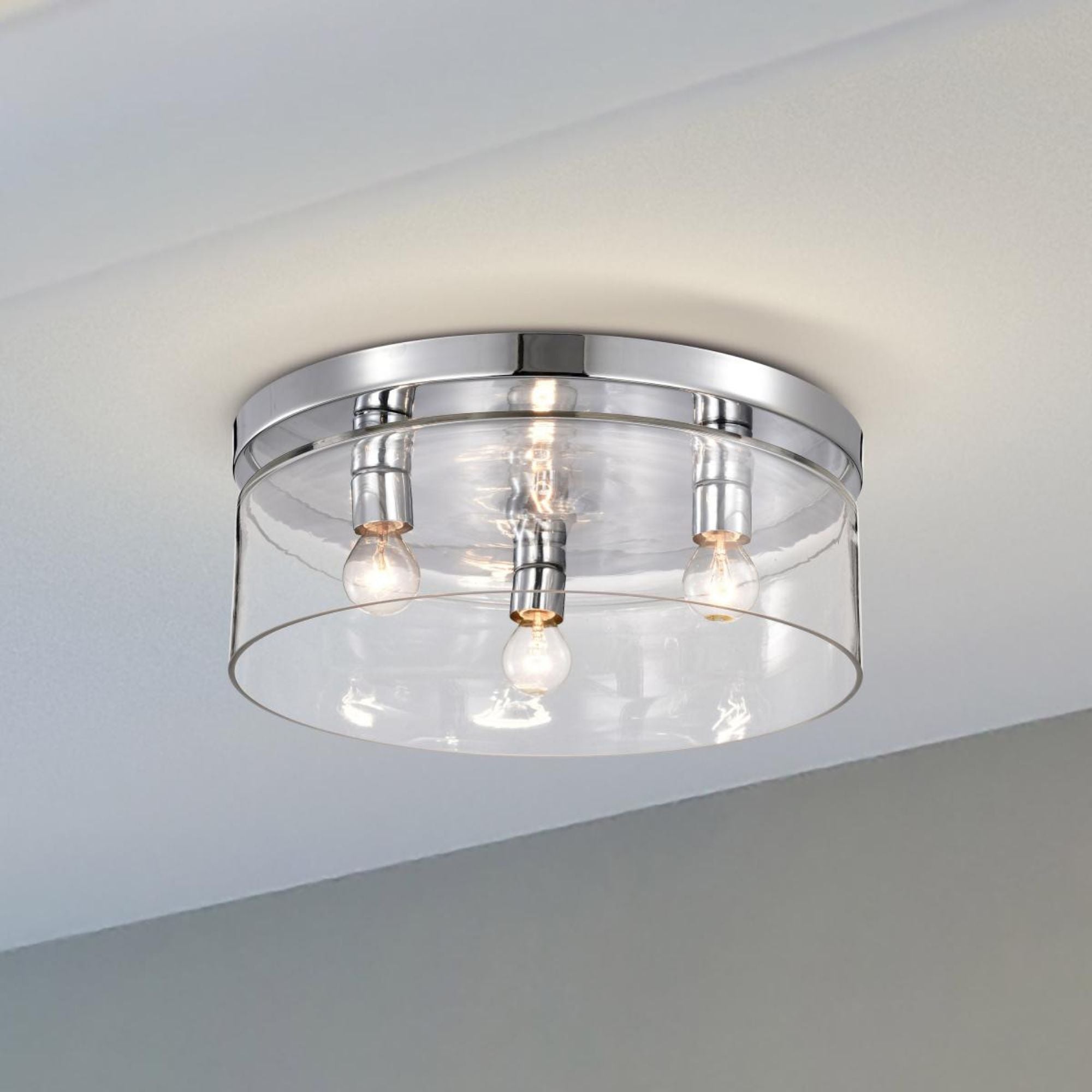Marlowe 15" 3 Lights Flush Mount, Polished Nickel Finish