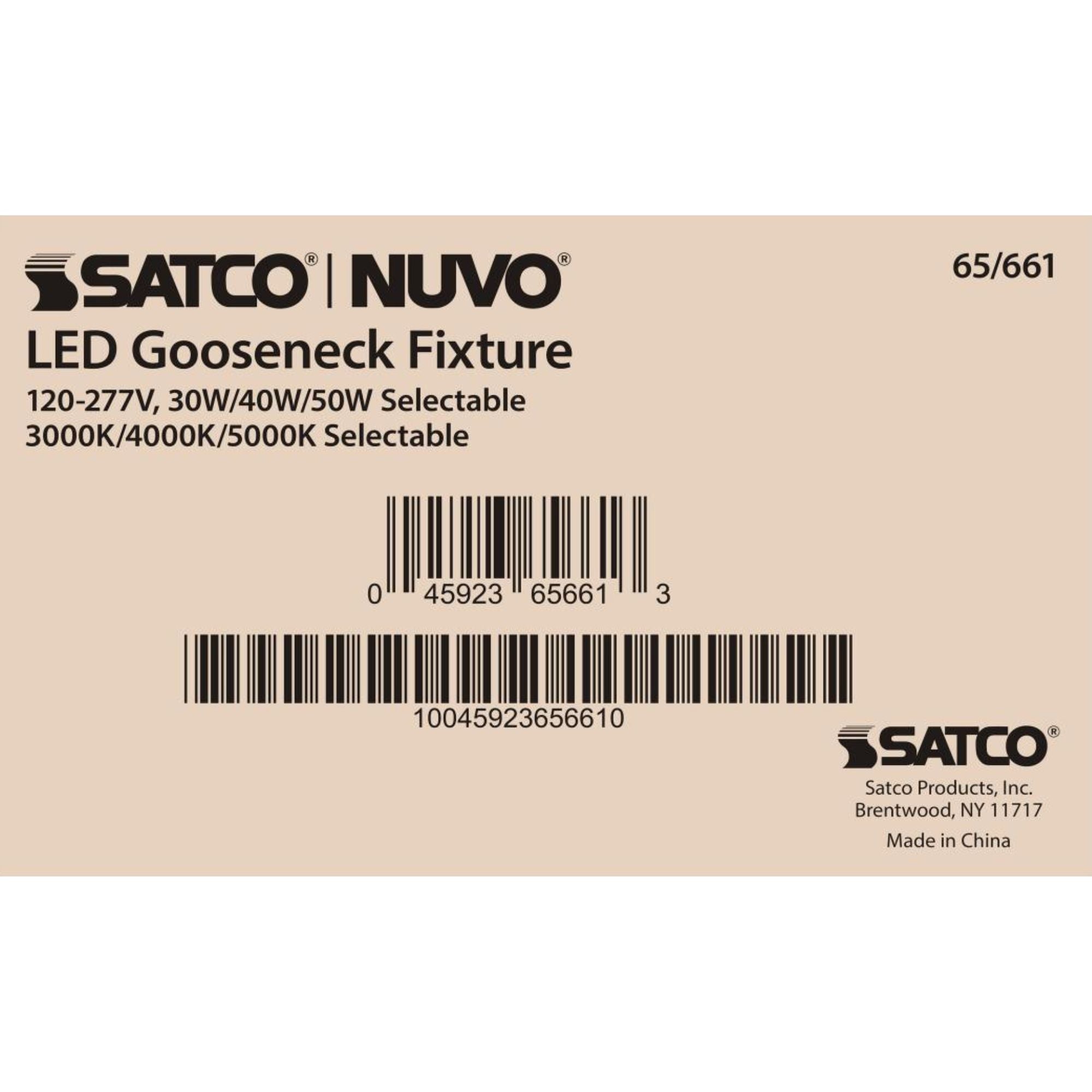 14" LED Gooseneck, 5500 Lm, Photocell, 3K/4K/5K, Black