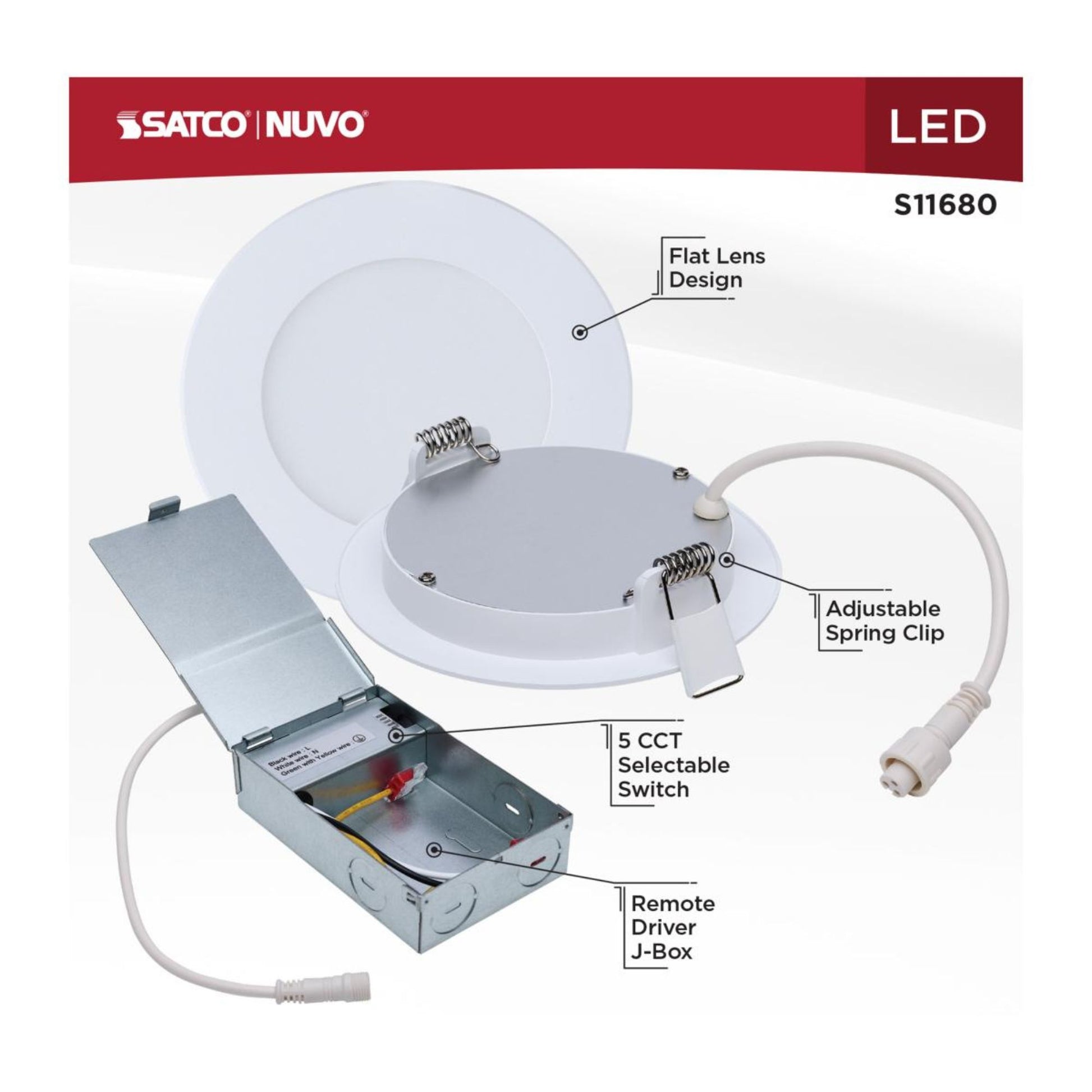 4" Round Performer Series LED Slim Fit Downlight, 720 Lm, 5-CCT - Bees Lighting