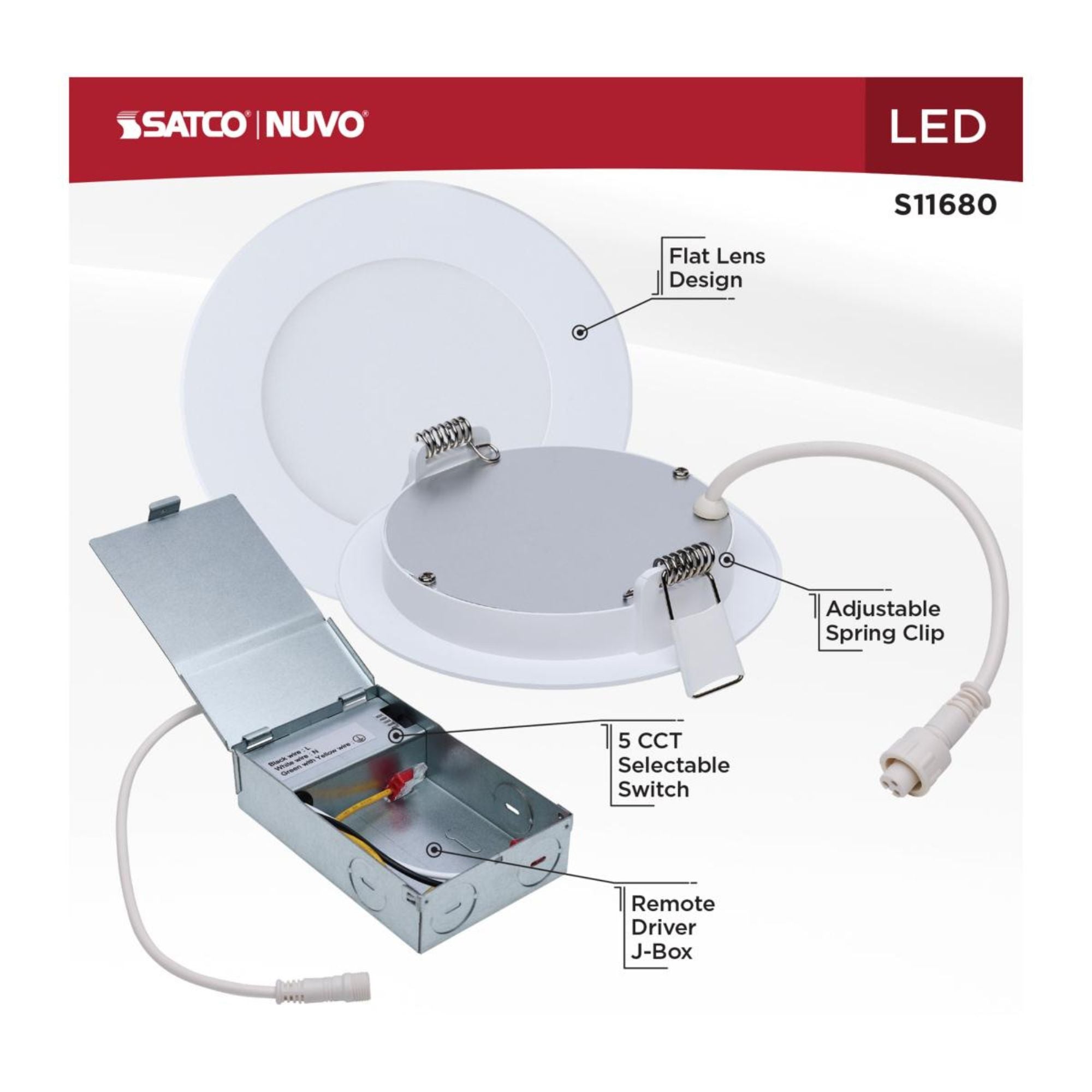 4" Round Performer Series LED Slim Fit Downlight, 720 Lm, 5-CCT - Bees Lighting