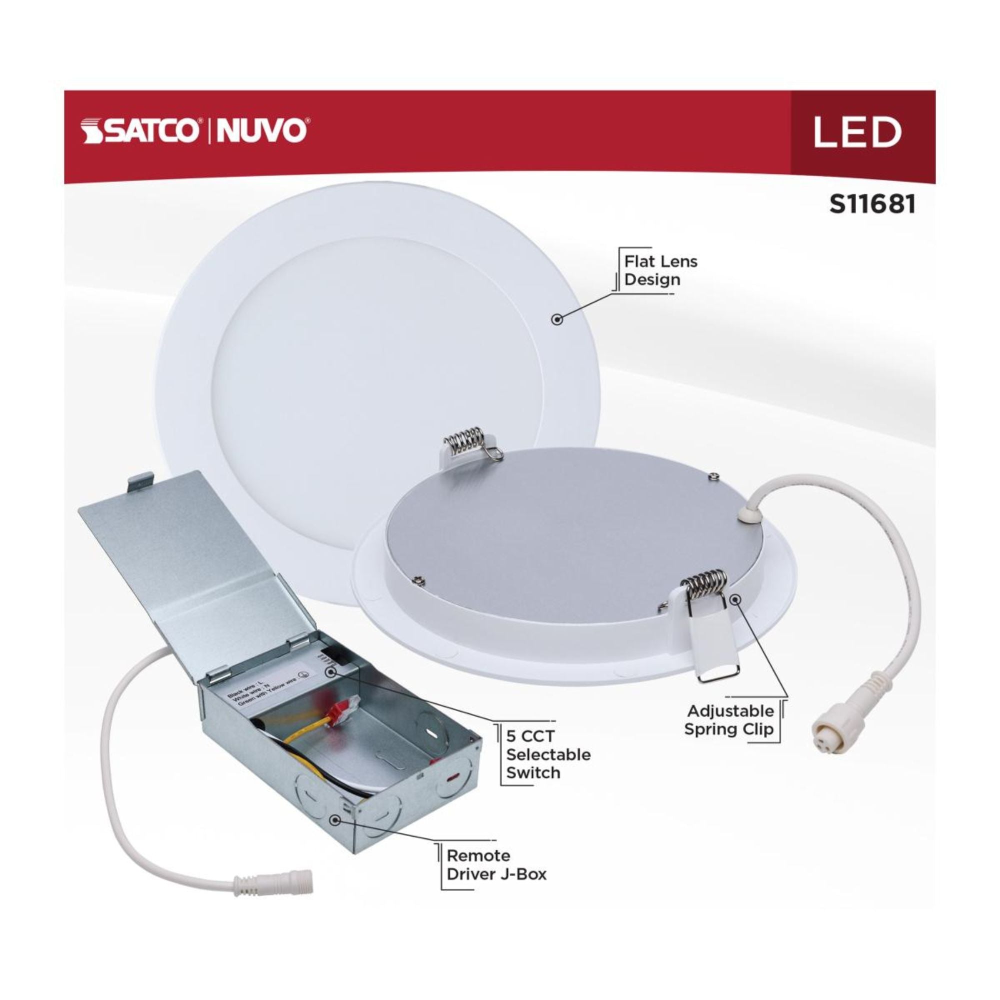 6" Round Performer Series LED Slim Fit Downlight, 1050 Lm, 5-CCT
