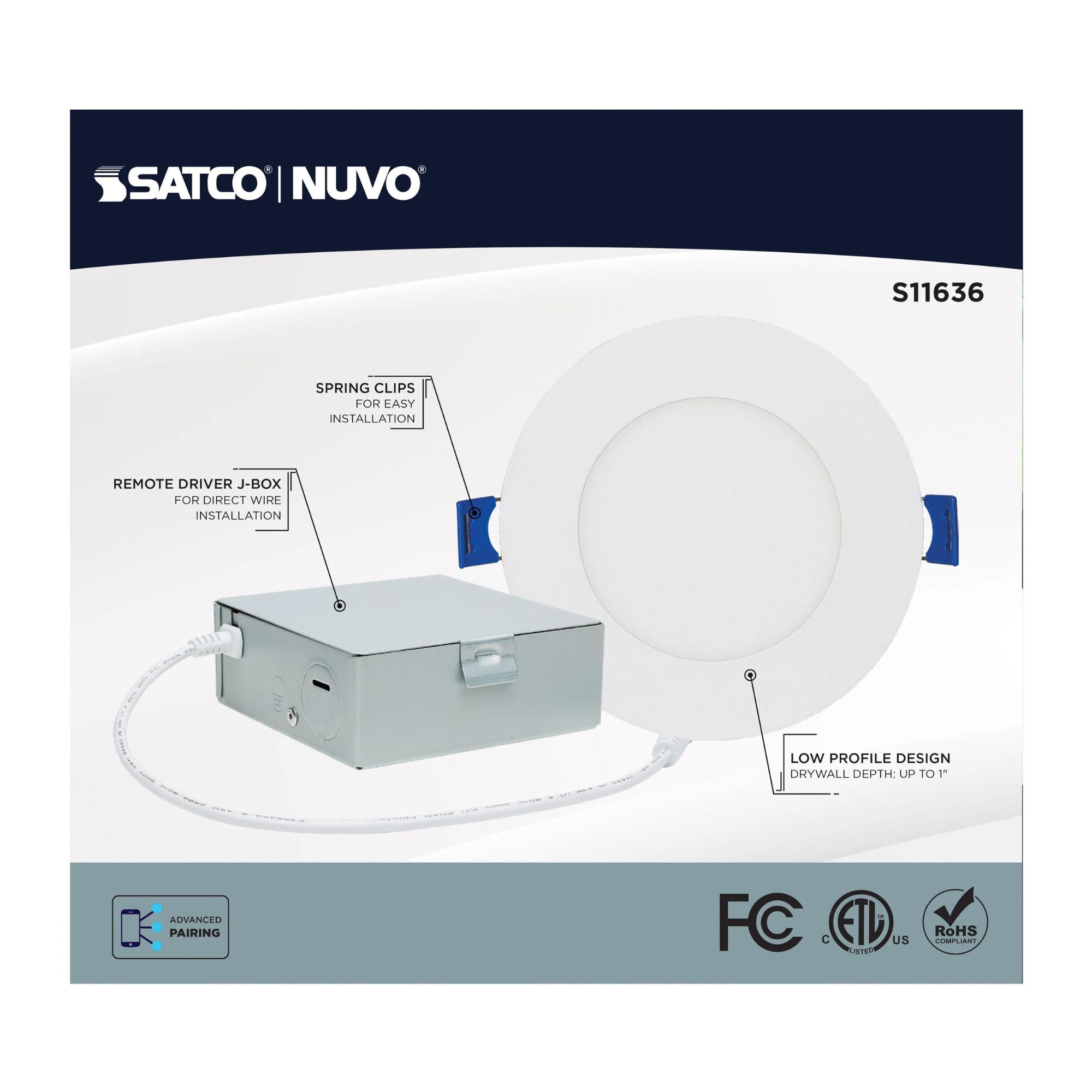 SATCO|NUVO - Starfish 4" Smart LED Slimfit Downlight, 8W, 650lm, RGB, White Round Trim | Bees Lighting