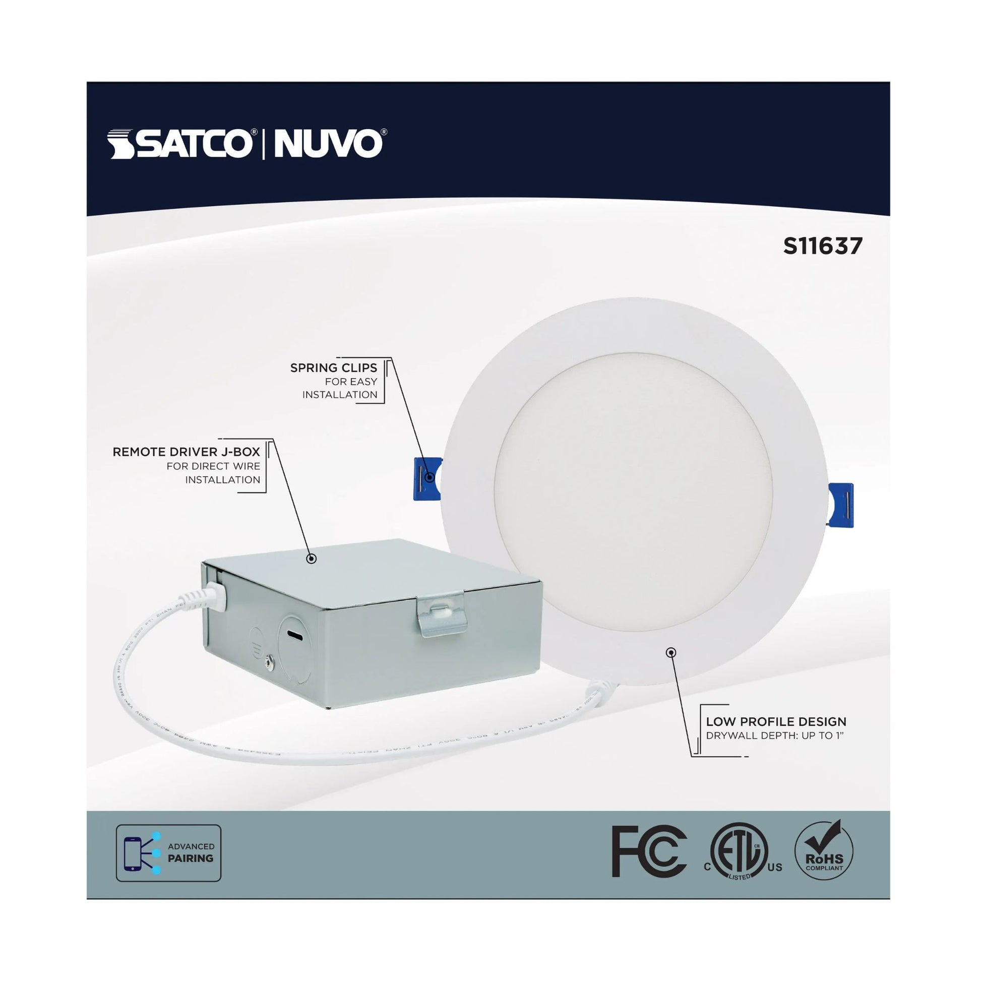 SATCO|NUVO - Starfish 6" Smart LED Slimfit Downlight, 11W, 900lm, RGB, White Round Trim | Bees Lighting