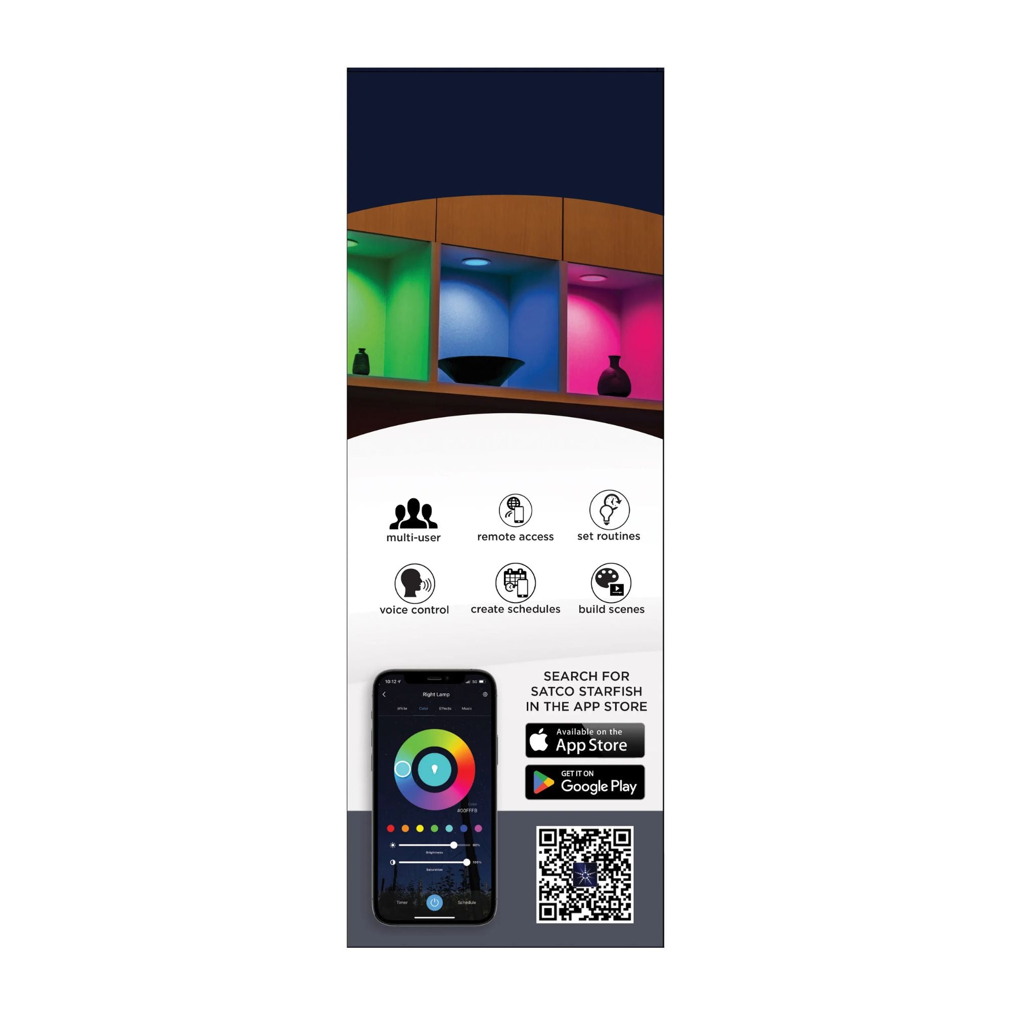 SATCO|NUVO - Starfish 6" Smart LED Slimfit Downlight, 11W, 900lm, RGB, White Round Trim | Bees Lighting