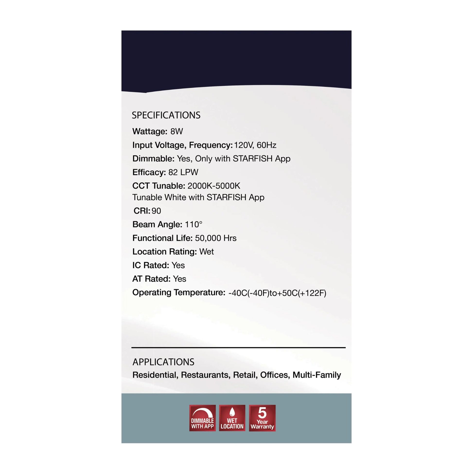 SATCO|NUVO - Starfish 4" LED Smart Retrofit Downlight, 8W, 650lm, RGB, Round Smooth Trim | Bees Lighting