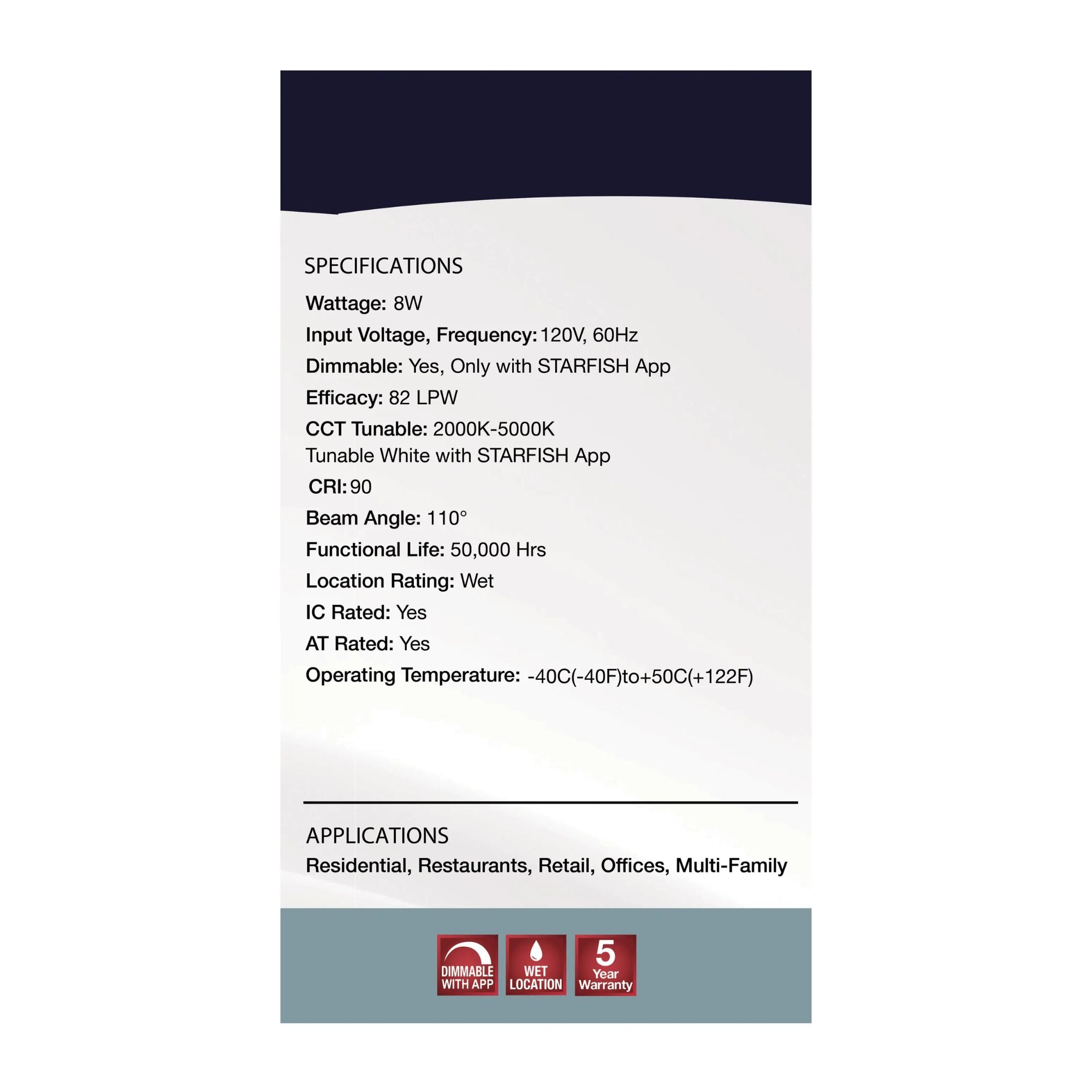 SATCO|NUVO - Starfish 4" LED Smart Retrofit Downlight, 8W, 650lm, RGB, Round Smooth Trim | Bees Lighting