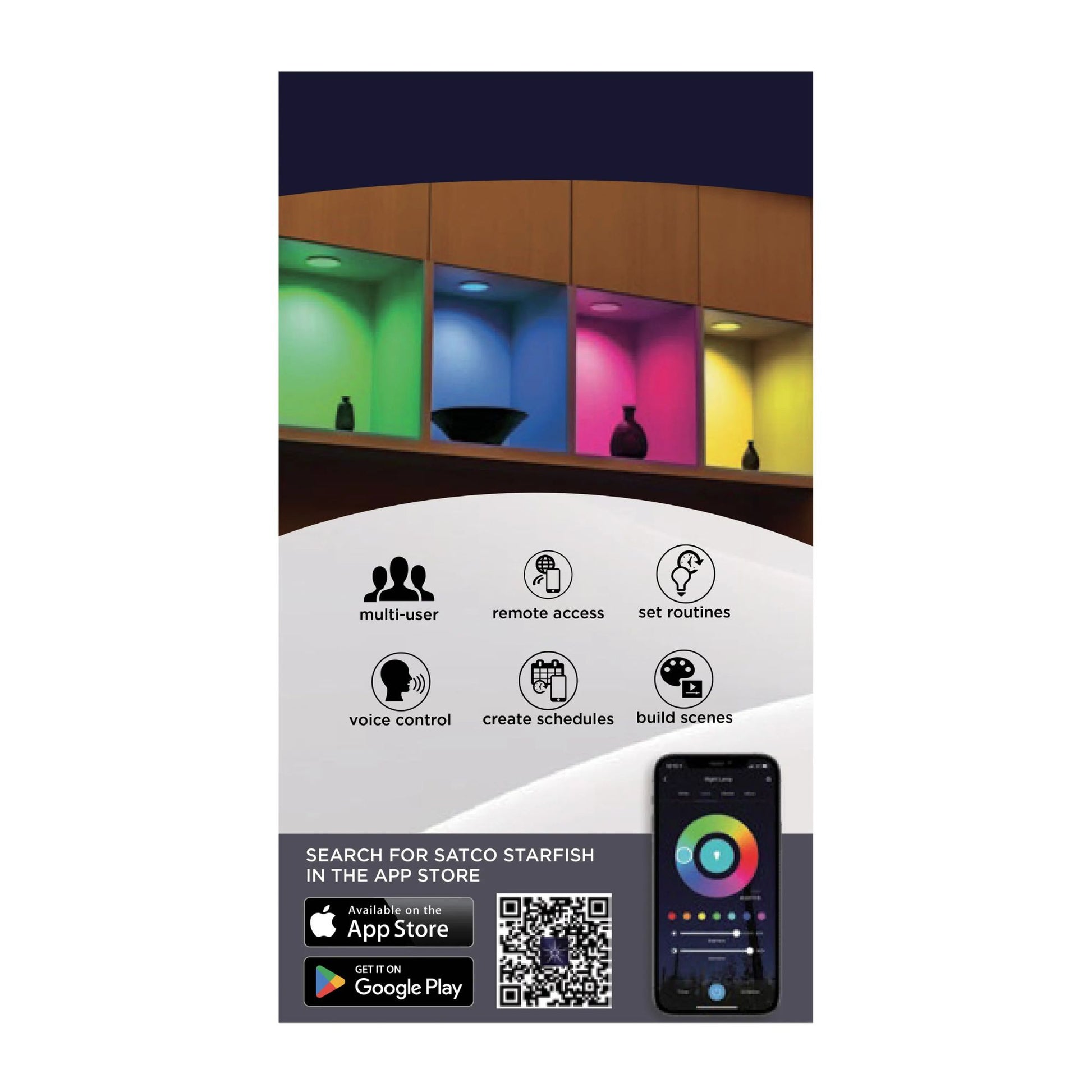 SATCO|NUVO - Starfish 4" LED Smart Retrofit Downlight, 8W, 650lm, RGB, Round Smooth Trim | Bees Lighting