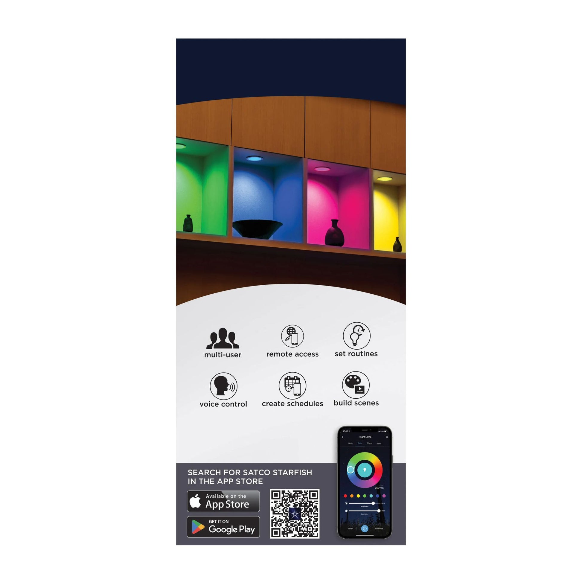 SATCO|NUVO - Starfish 6" LED Smart Retrofit Downlight, 11W, 900lm, RGB, Round Smooth Trim | Bees Lighting