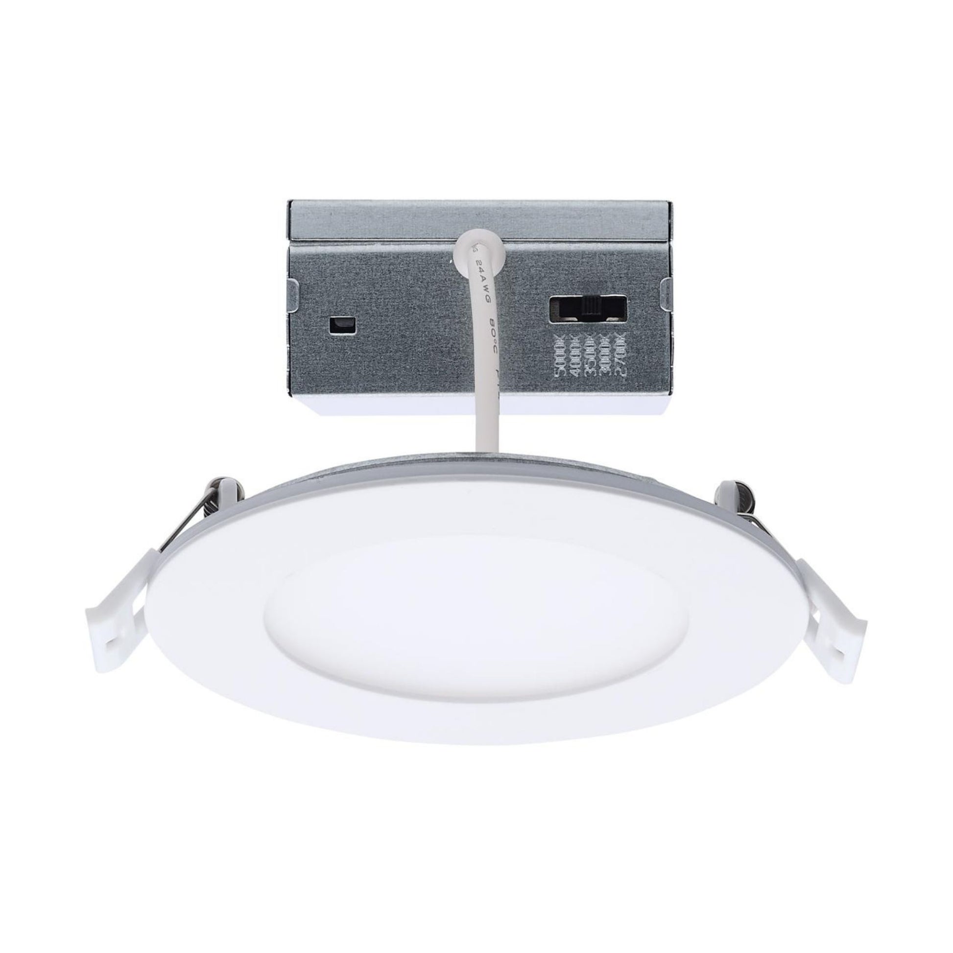 4" LED Downlight with Night Light, 760 Lm, Selectable CCT, White Round Trim - Bees Lighting