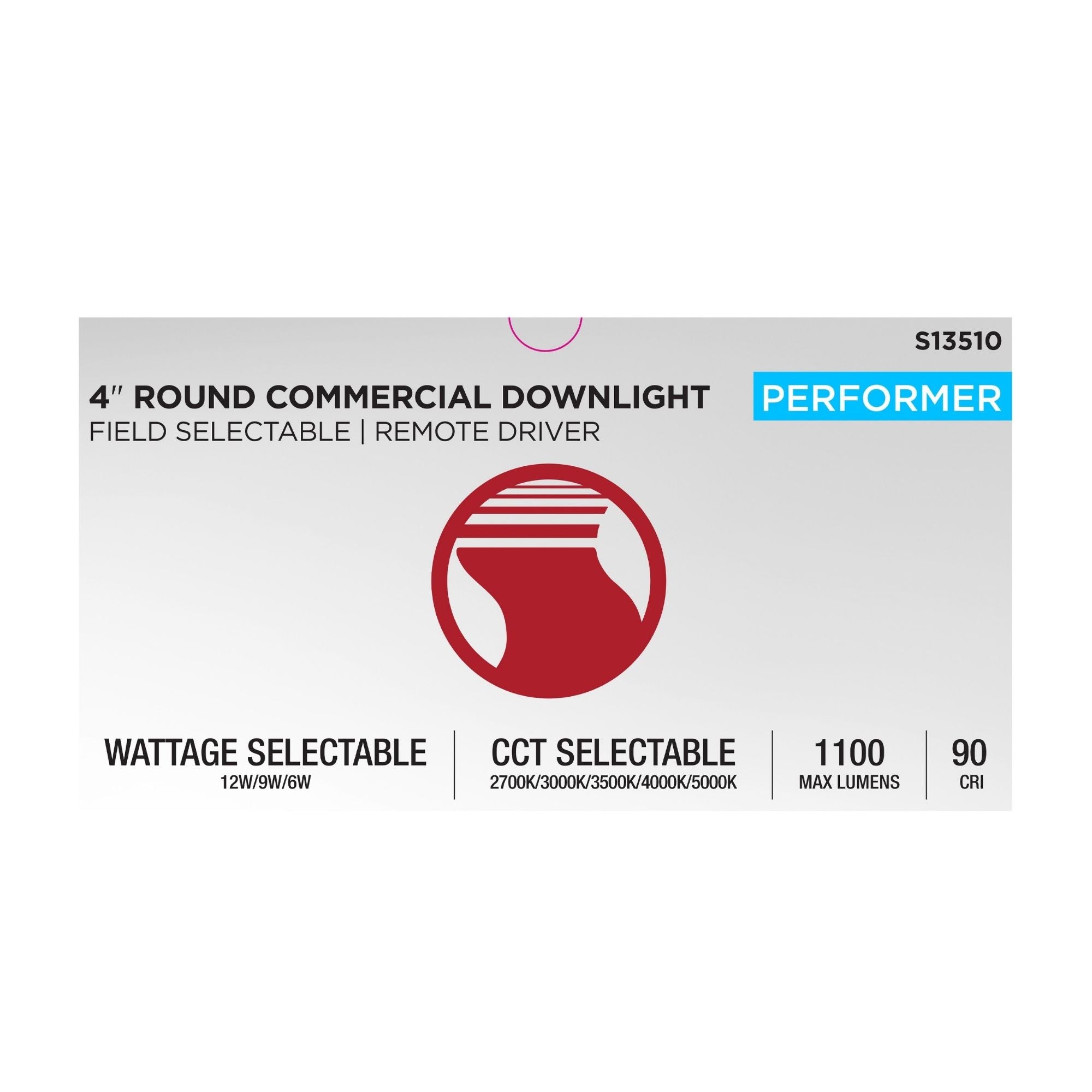 Satco S13510 4 in. Commercial Downlight Retrofit 12W 1100 Lumens Selectable CCT Wet Rated