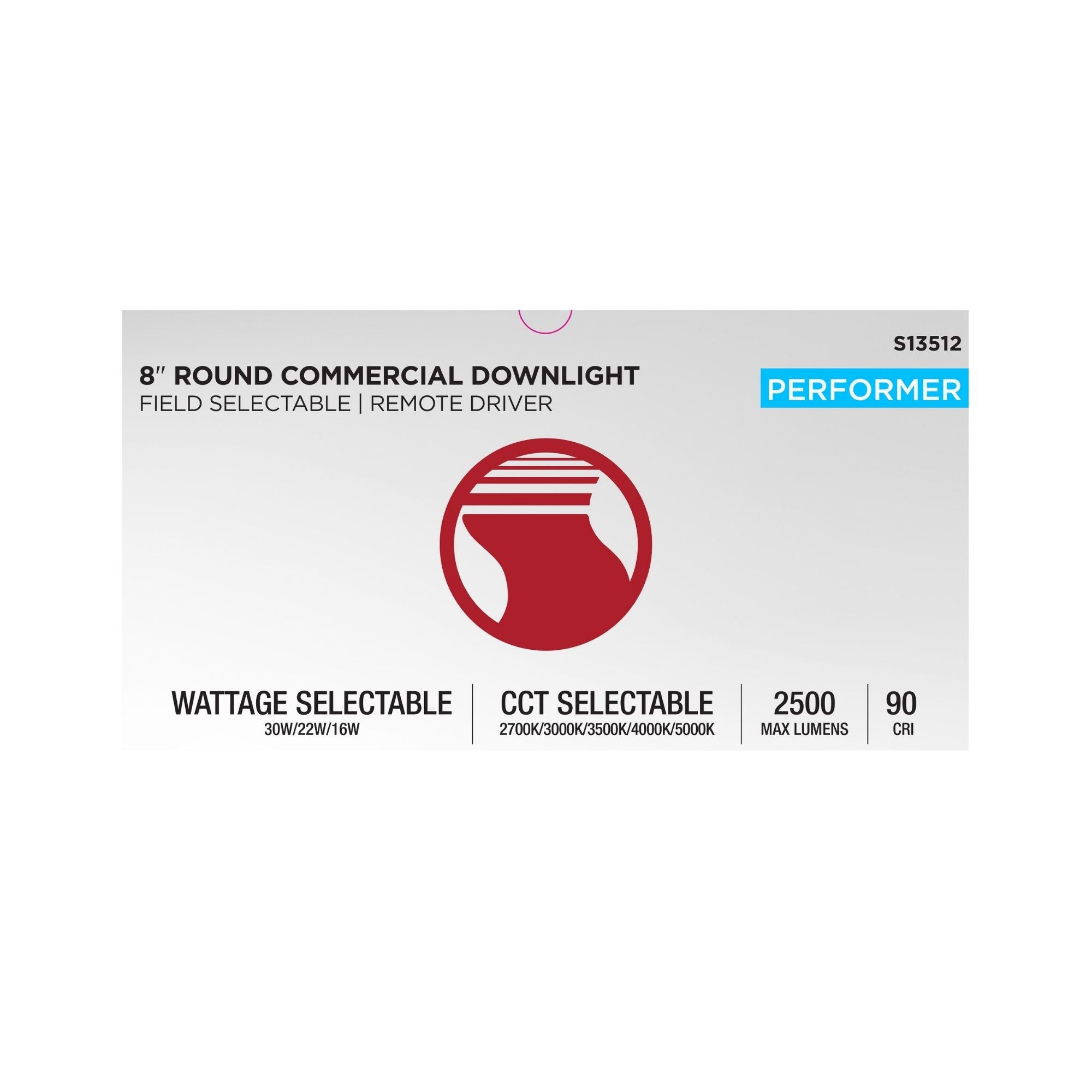 Satco S13512 8 in. Commercial Downlight Retrofit 30W 2500 Lumens Selectable CCT Wet Rated