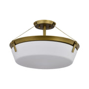 Rowen 19" 4 lights Semi-flush Mount, Natural Brass Finish
