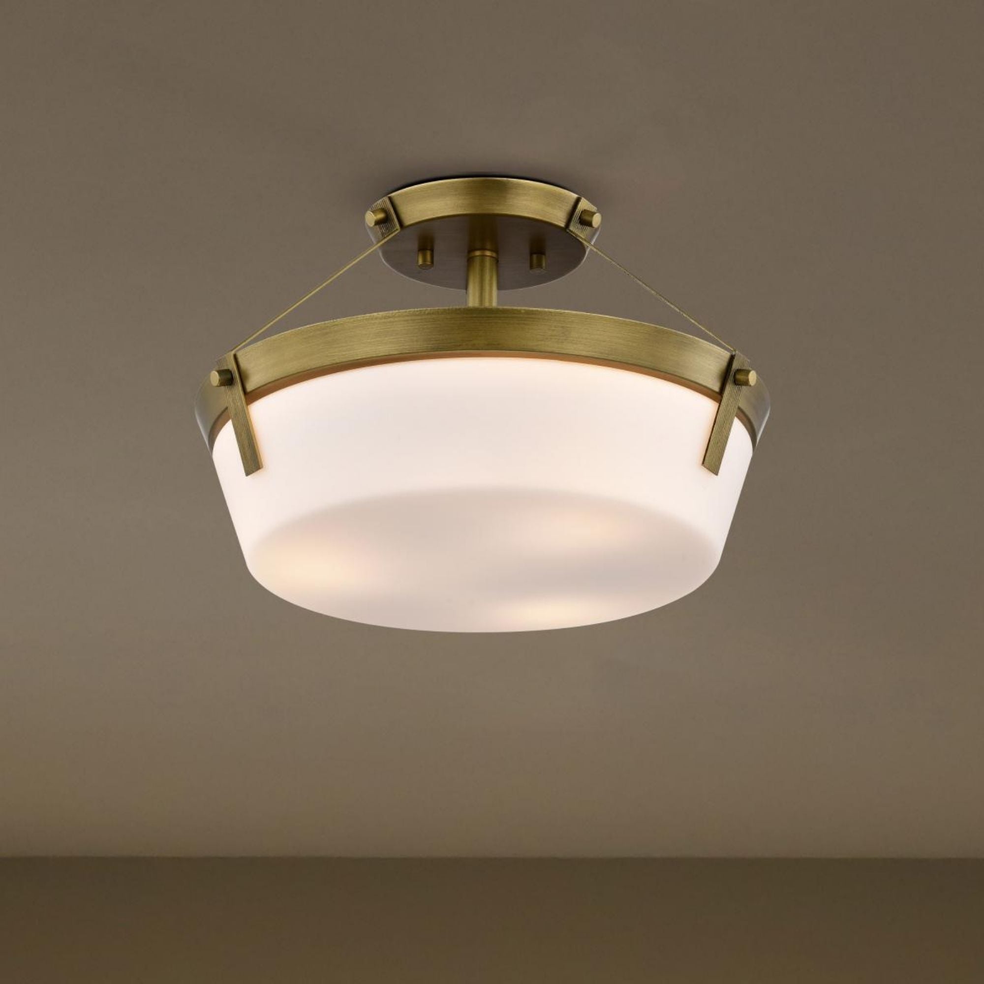 Rowen 19" 4 lights Semi-flush Mount, Natural Brass Finish