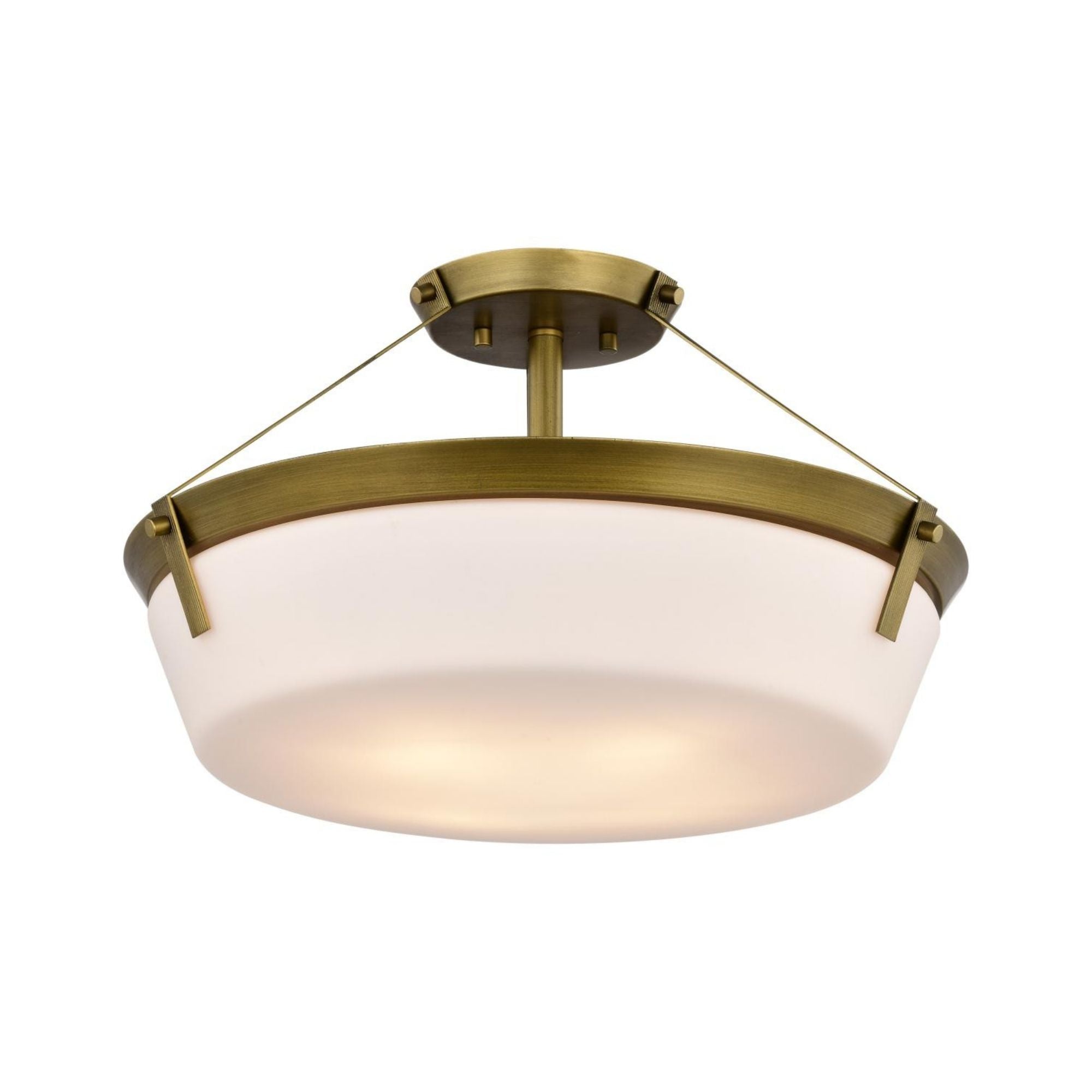 Rowen 19" 4 lights Semi-flush Mount, Natural Brass Finish