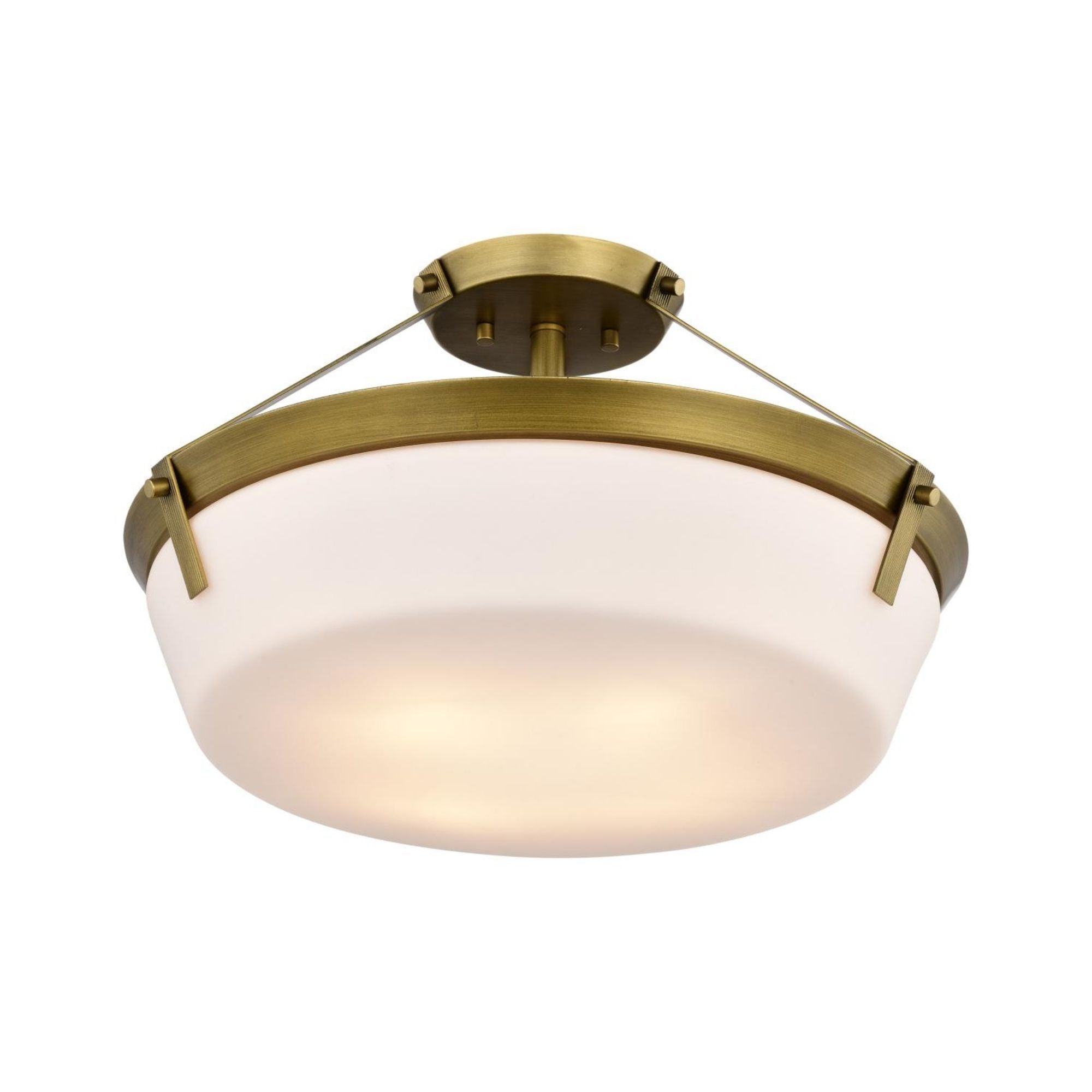 Rowen 19" 4 lights Semi-flush Mount, Natural Brass Finish