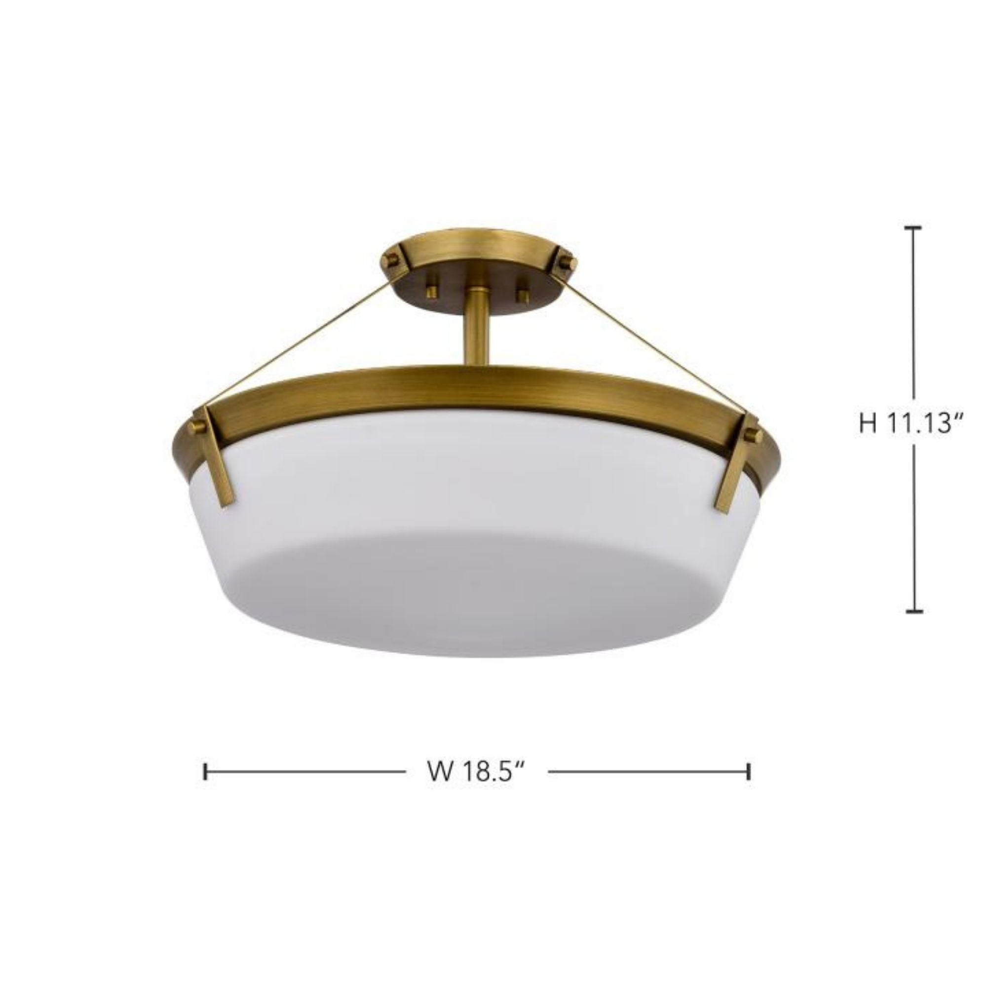 Rowen 19" 4 lights Semi-flush Mount, Natural Brass Finish