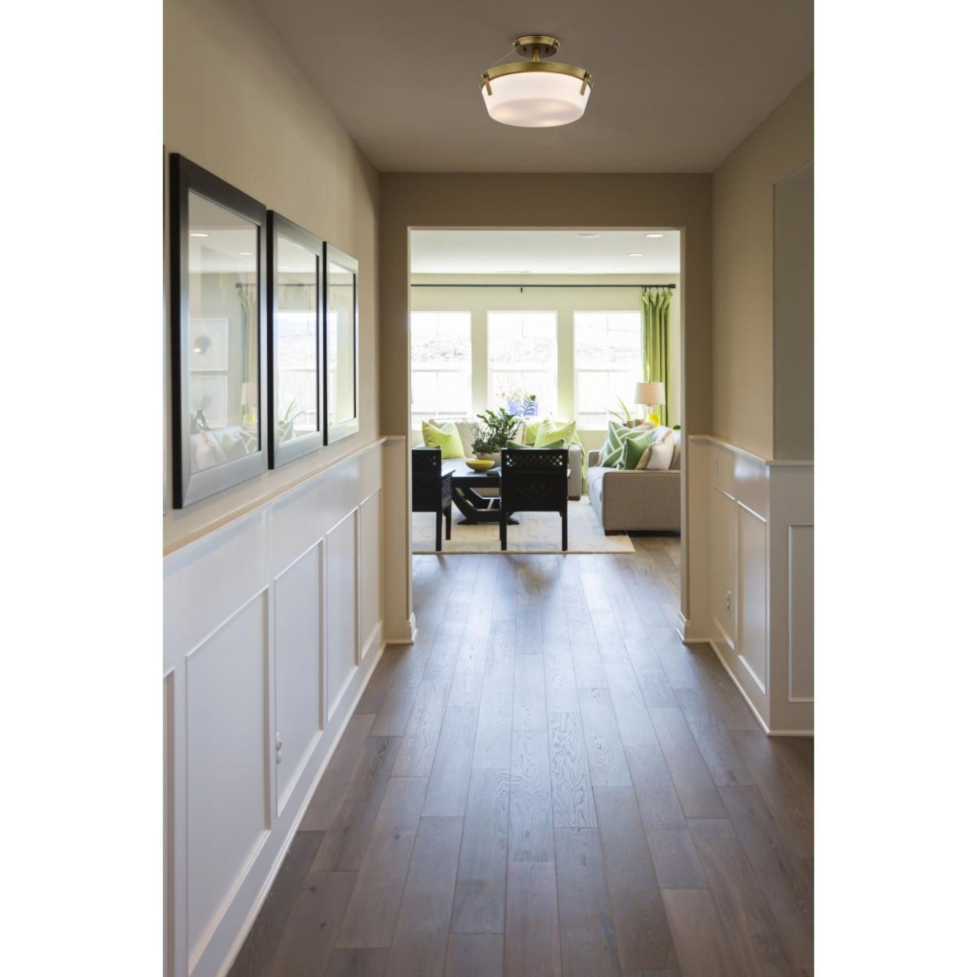 Rowen 19" 4 lights Semi-flush Mount, Natural Brass Finish