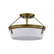 Rowen 15" 3 lights Semi-flush Mount, Natural Brass Finish
