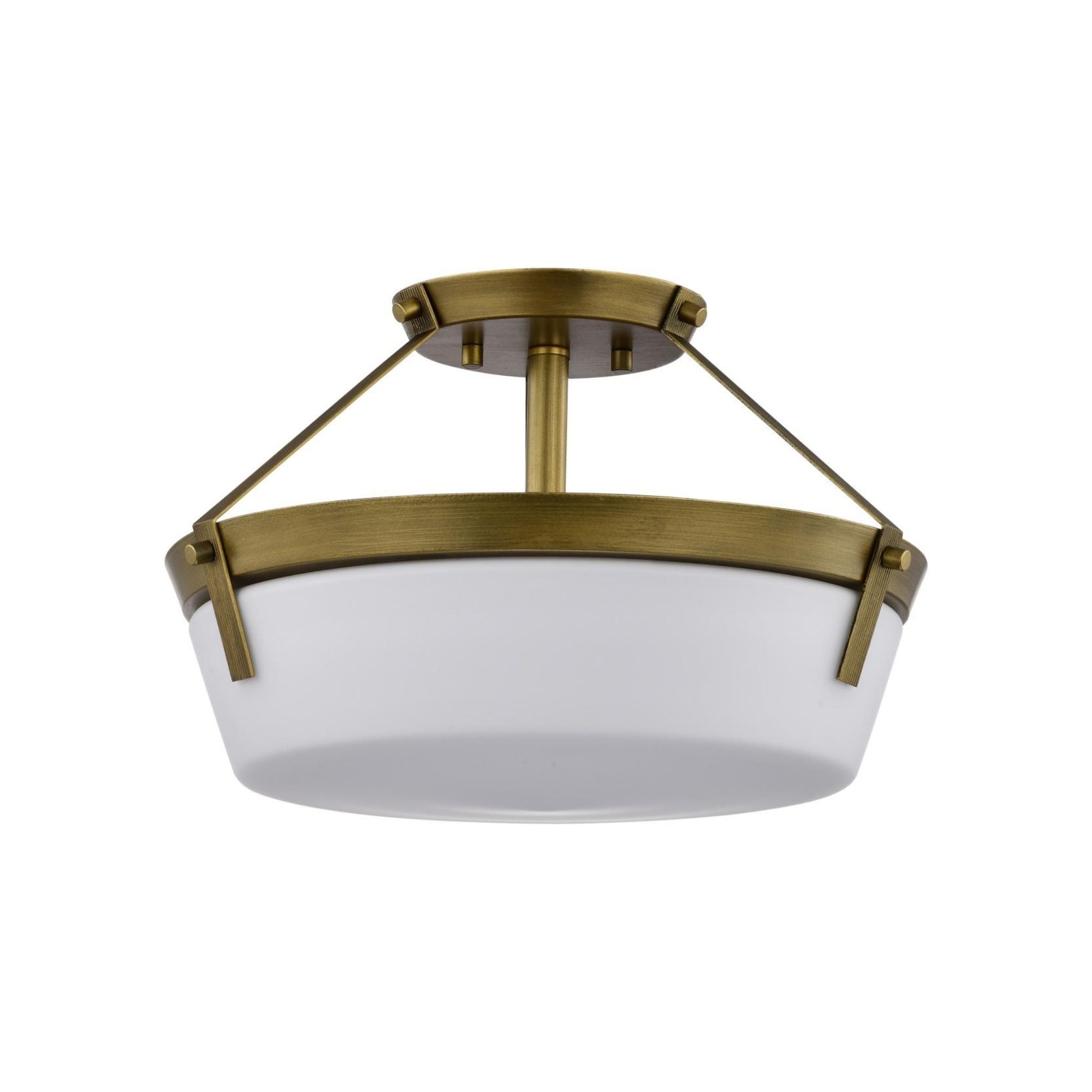 Rowen 15" 3 lights Semi-flush Mount, Natural Brass Finish