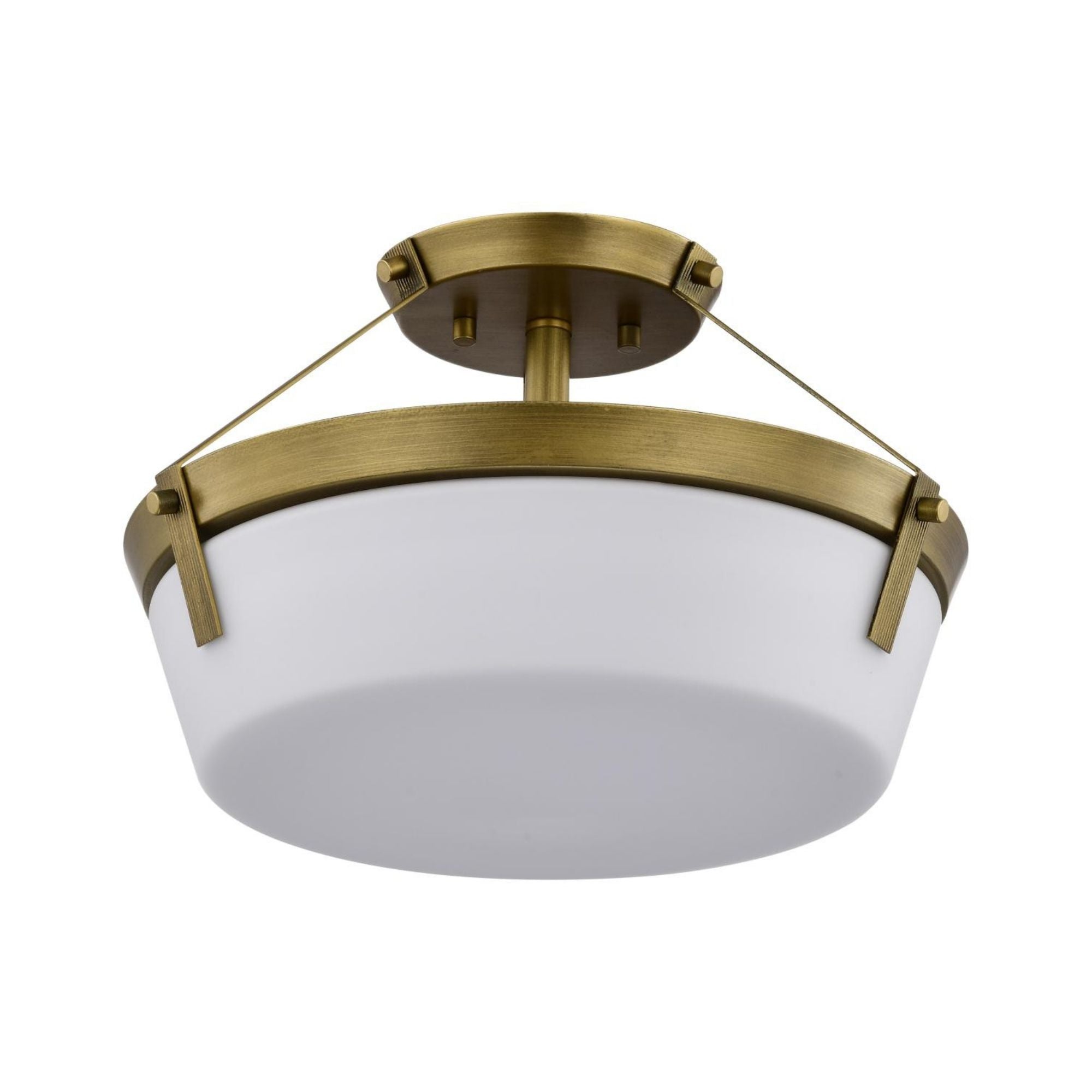 Rowen 15" 3 lights Semi-flush Mount, Natural Brass Finish