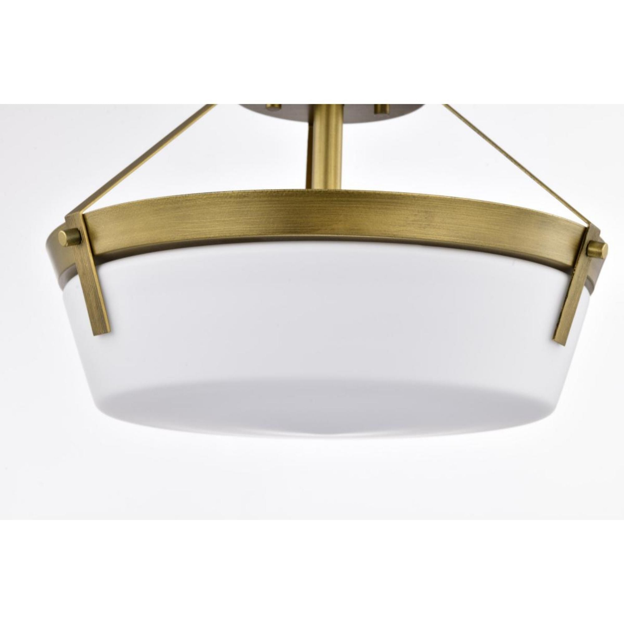 Rowen 15" 3 lights Semi-flush Mount, Natural Brass Finish