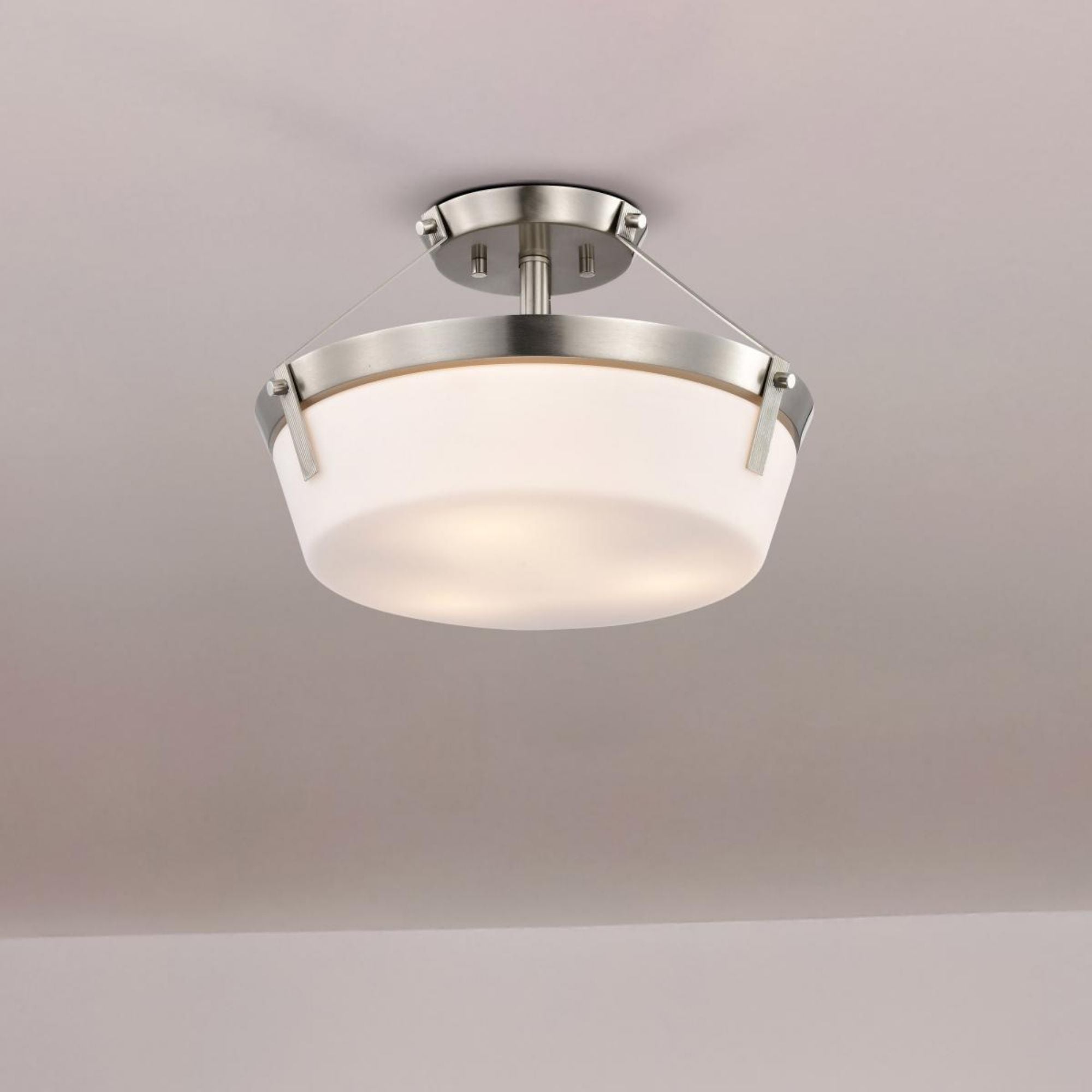 Rowen 15" 3 lights Semi-flush Mount, Brushed Nickel Finish