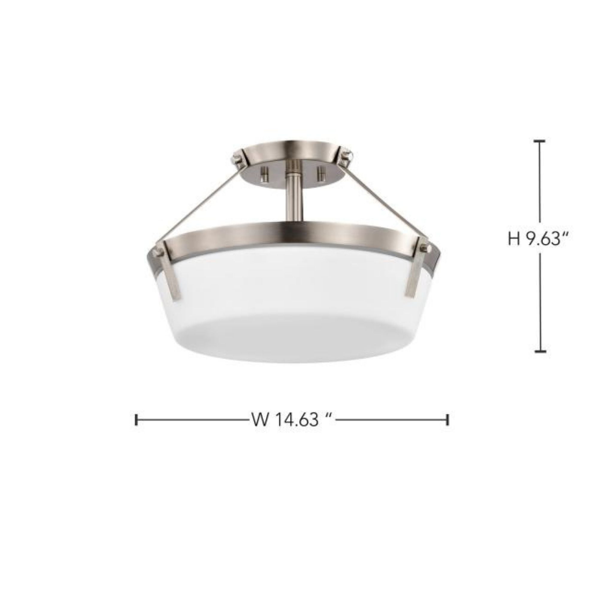Rowen 15" 3 lights Semi-flush Mount, Brushed Nickel Finish