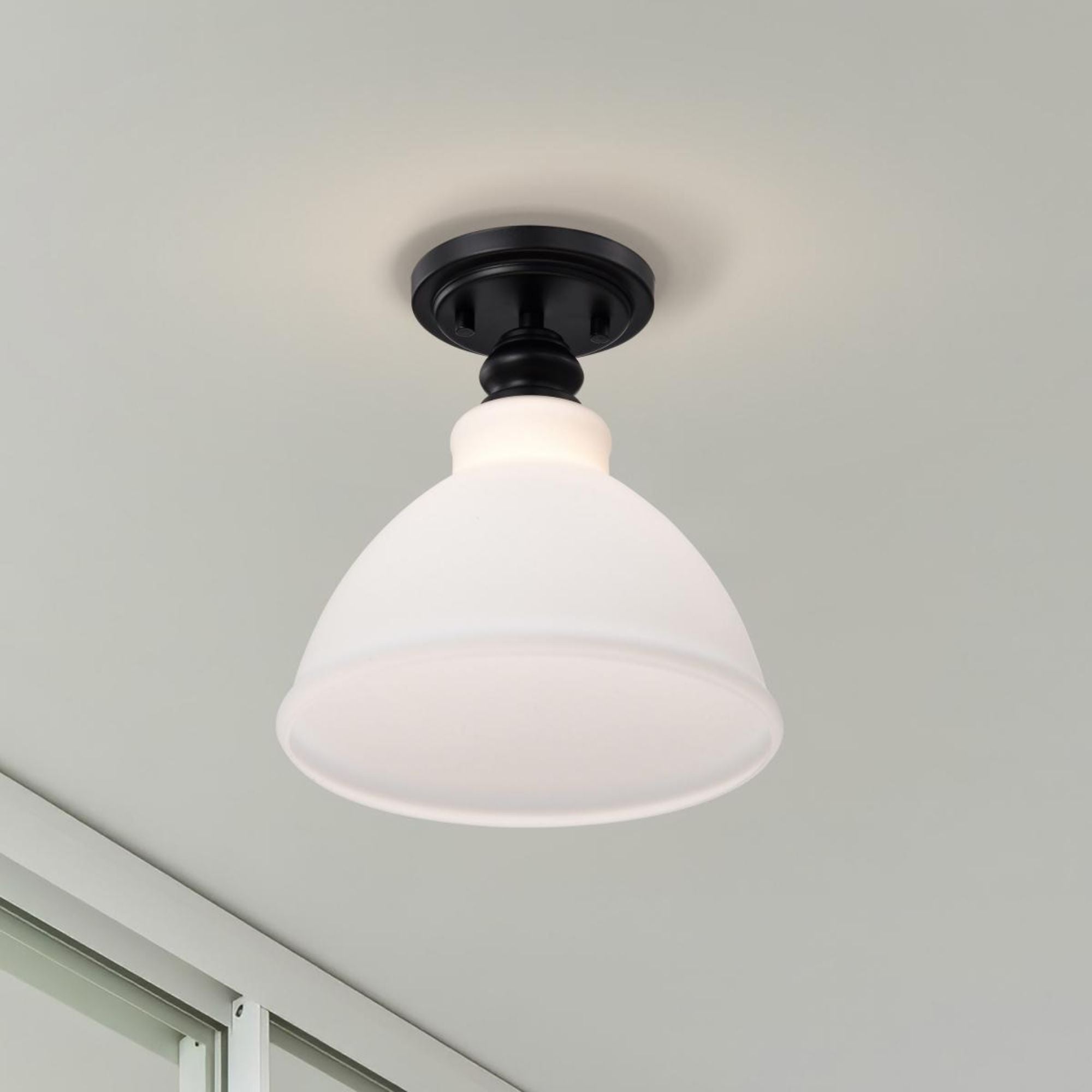 Russel 10" Semi-flush Mount, Matte Black Finish