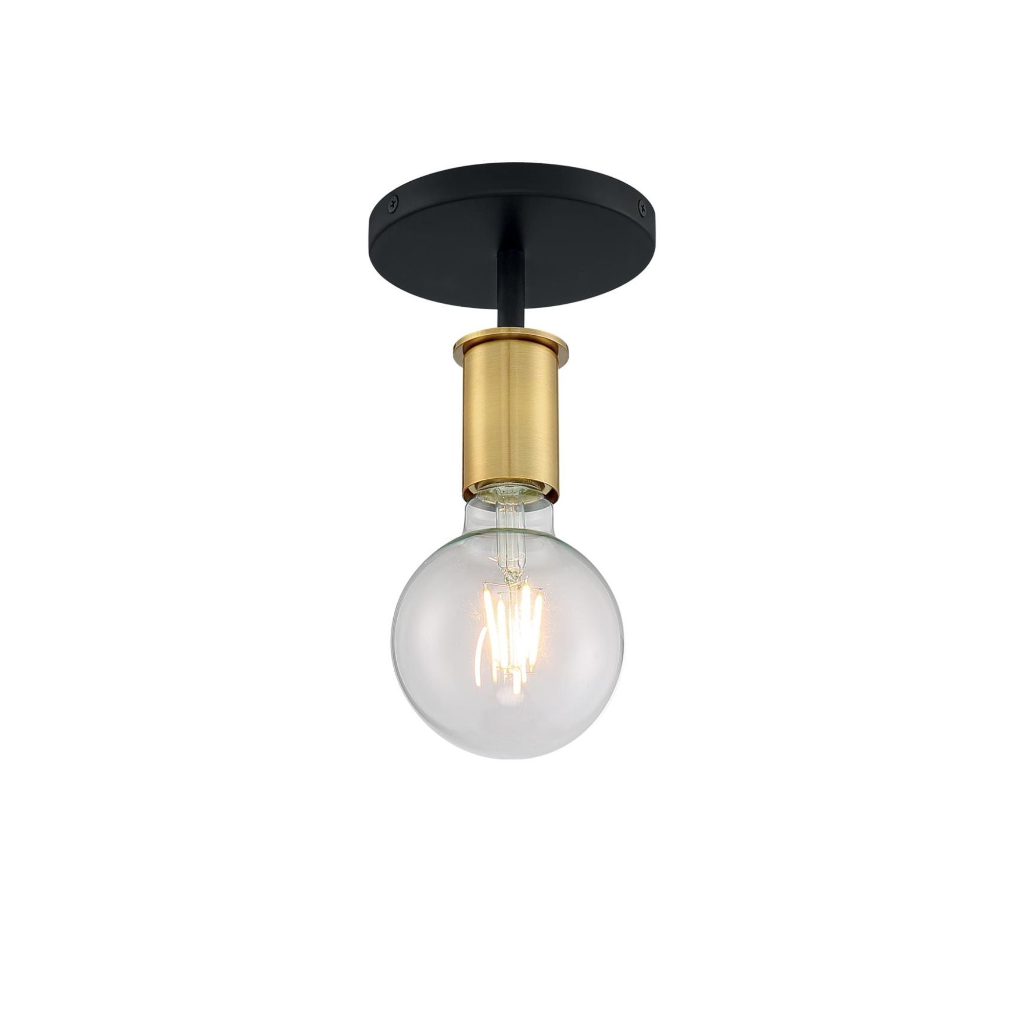 Ryder 5" Semi Flush Mount, Black / Brushed Brass Finish