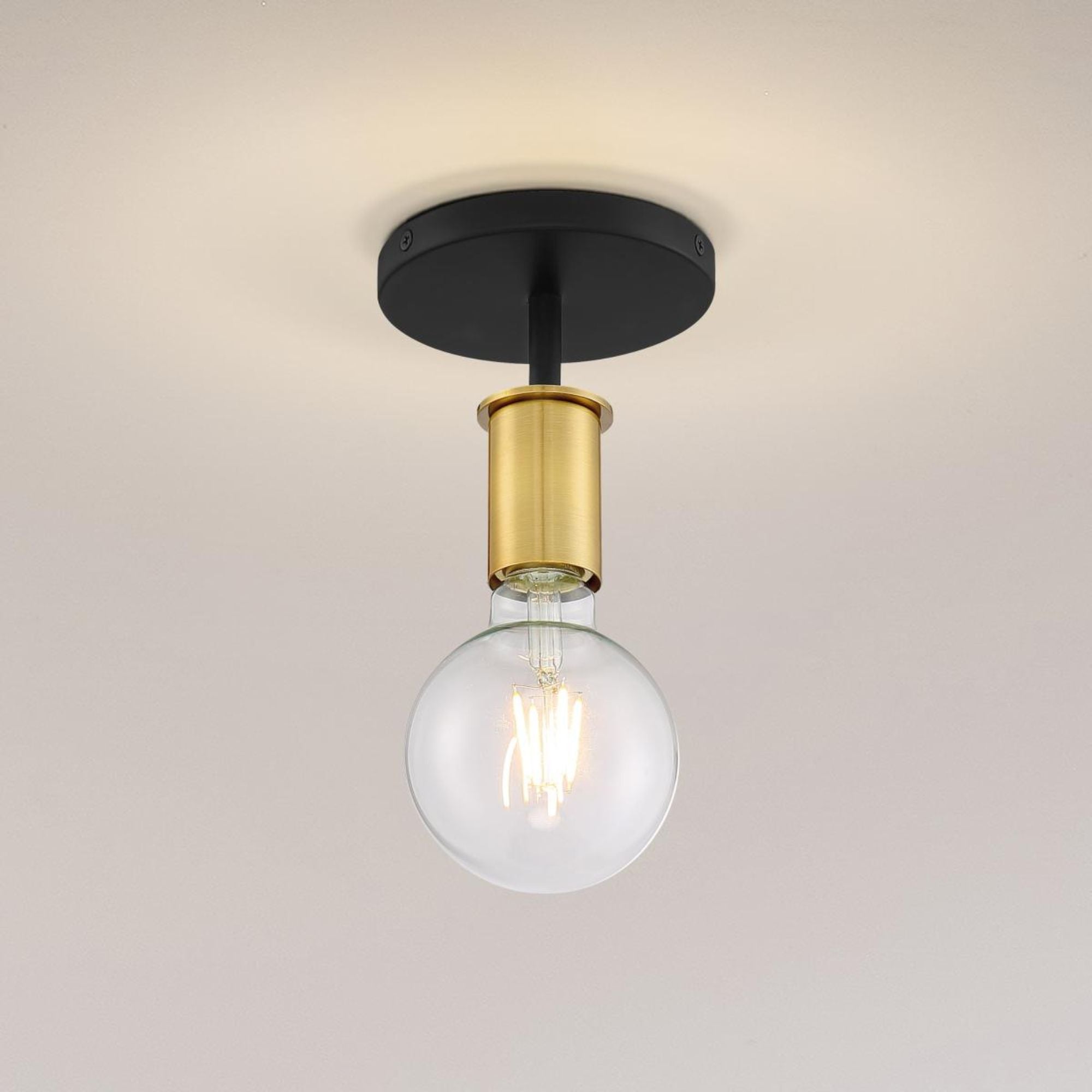Ryder 5" Semi Flush Mount, Black / Brushed Brass Finish
